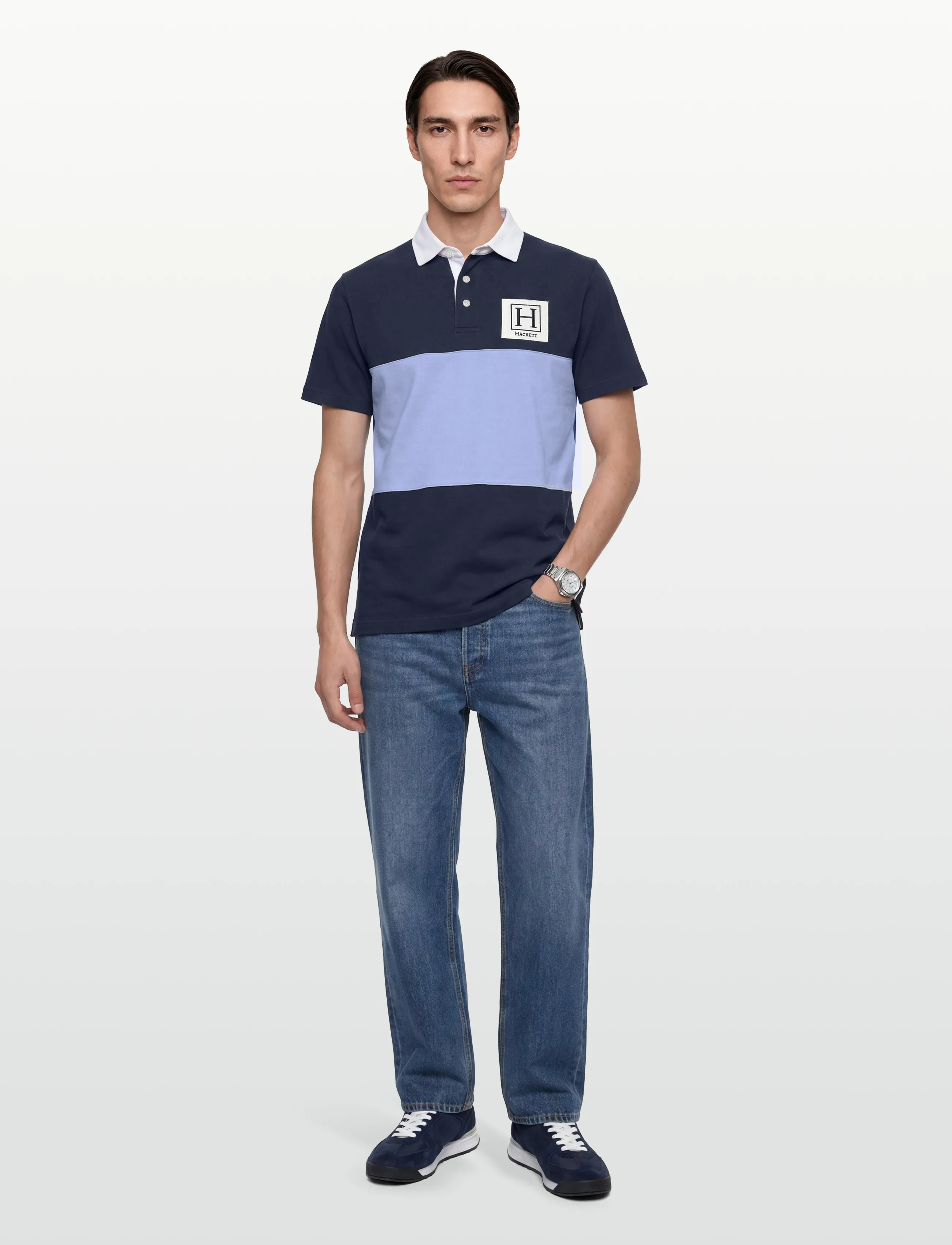 Hackett London Heritage H Pc Rby Ss, L, Navy, Poloer > Kortærmede, Herre