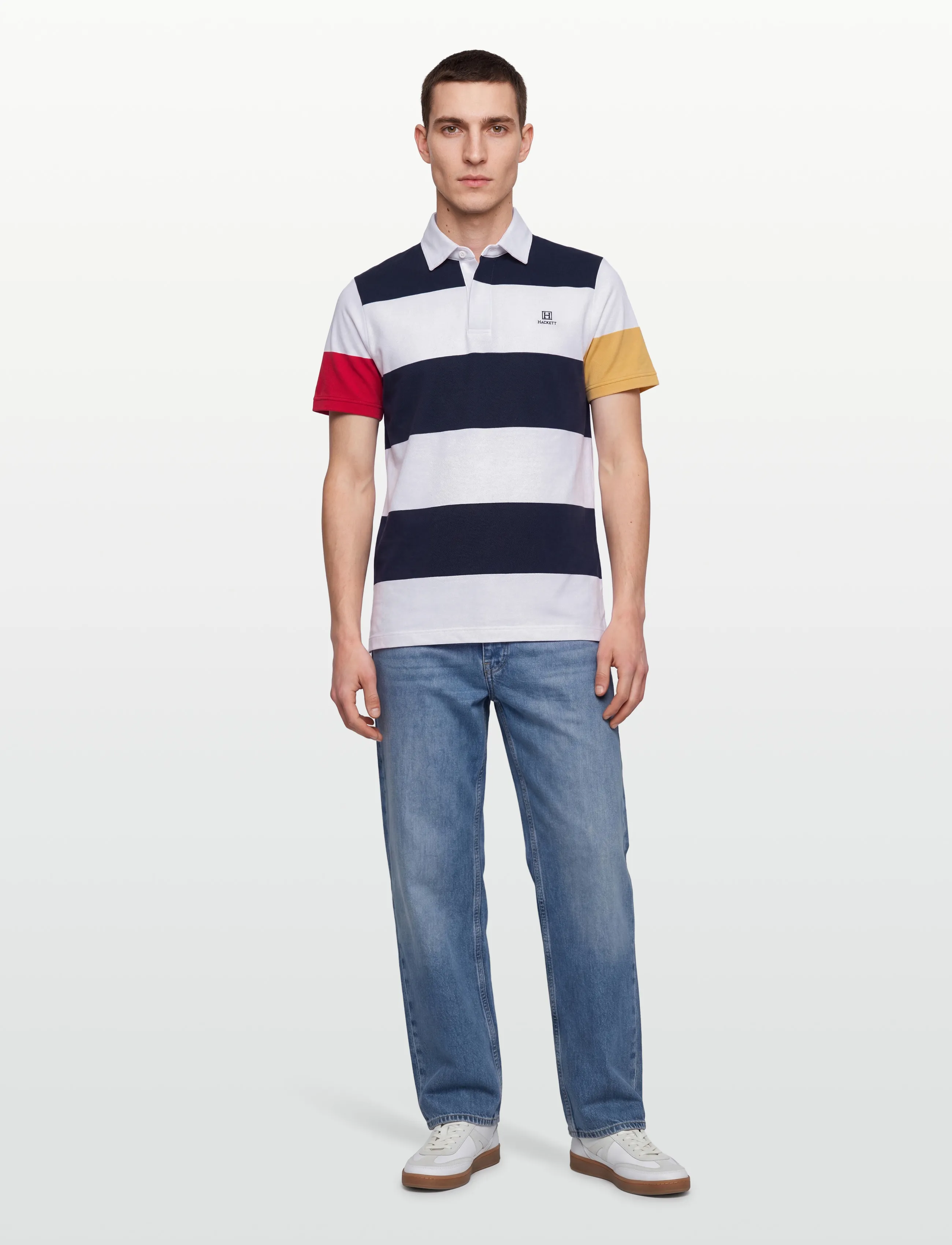 Hackett London Heritage H Str Pq Rby, Mænd, Rugby Poloshirt, Multi/mønstret, Str: XL