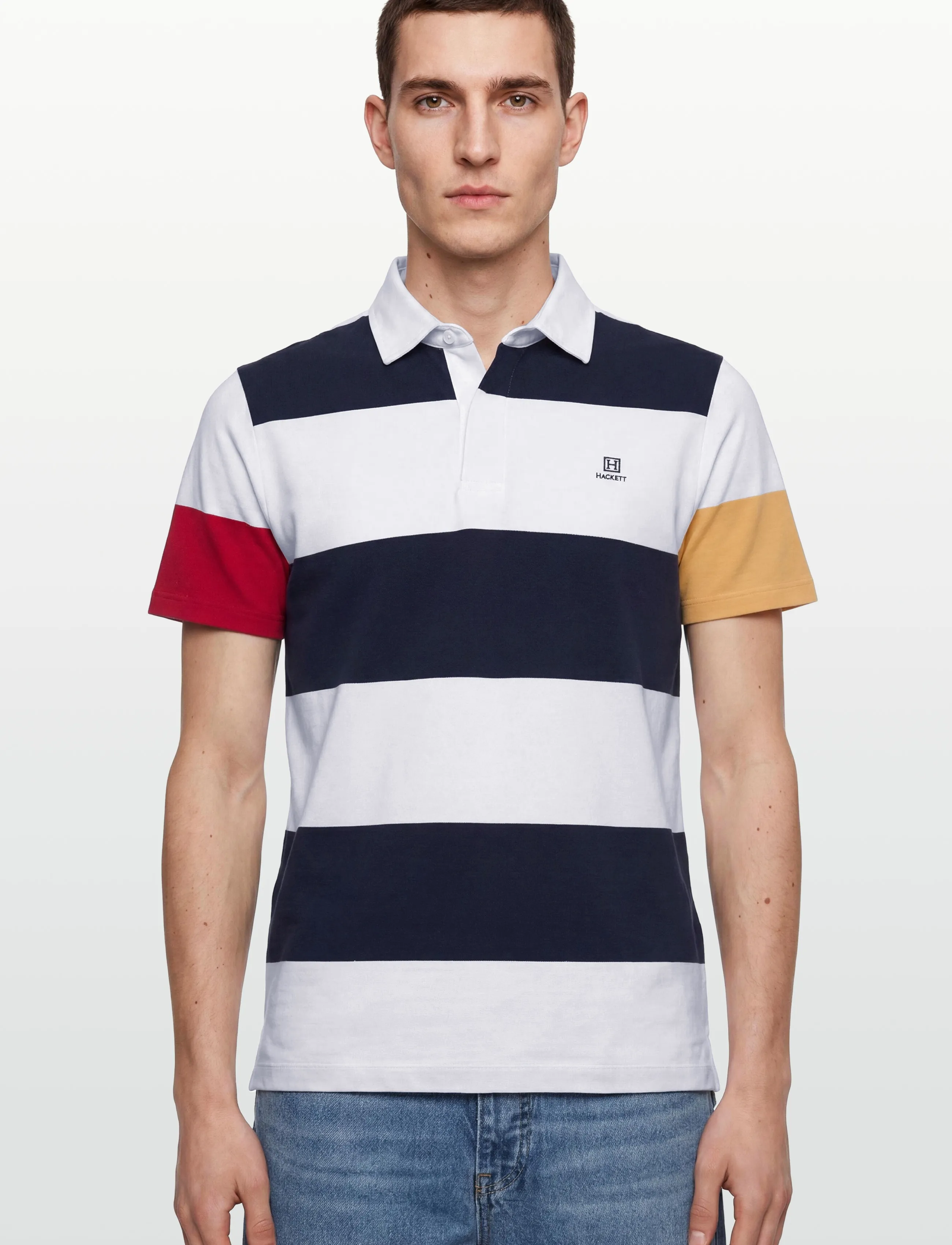 Hackett London - HERITAGE H STR PQ RBY - kortærmede poloer - optic white - 3