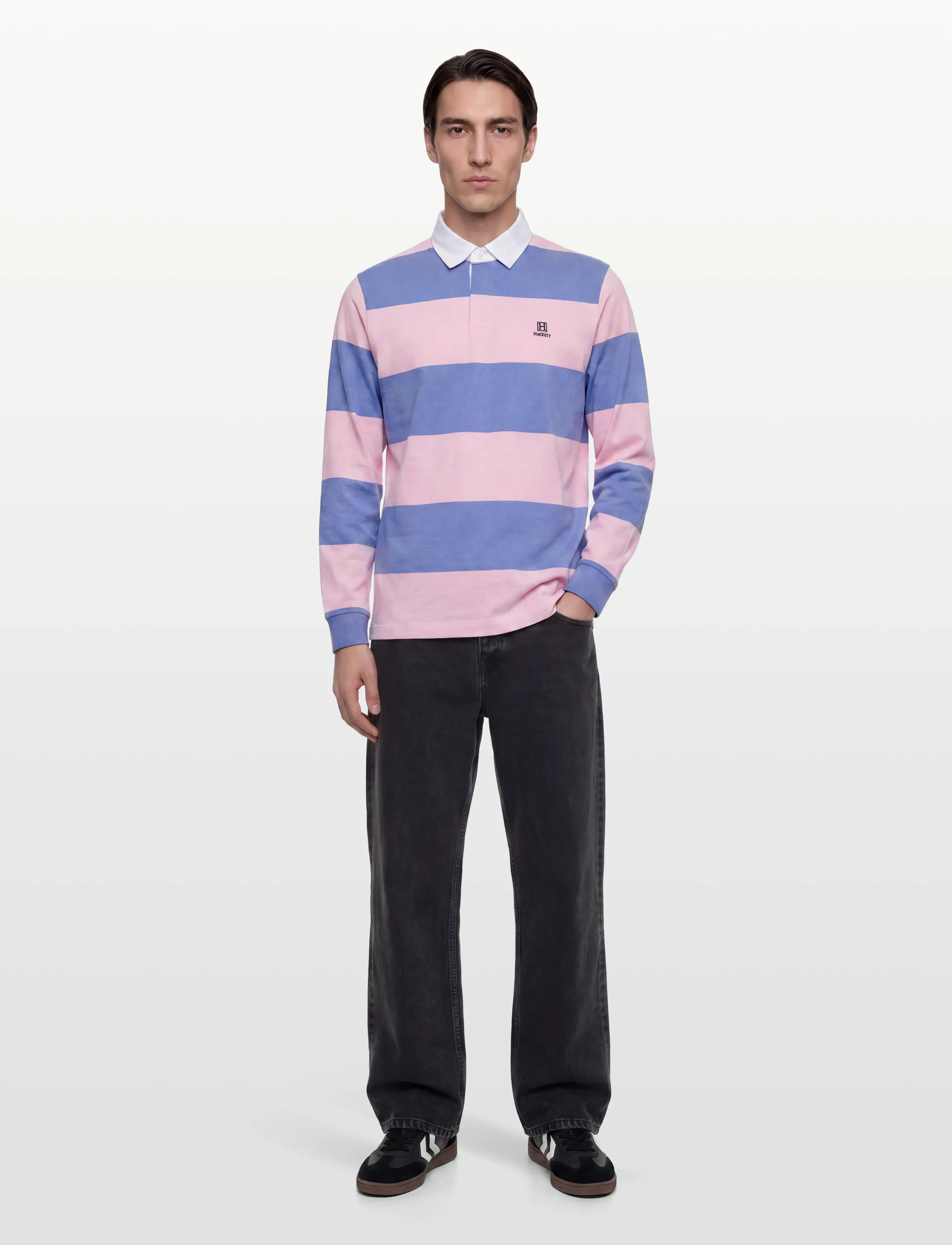 Hackett London HERITAGE H STR RBY LS - Clothing - LIGHT PINK / pink/rose