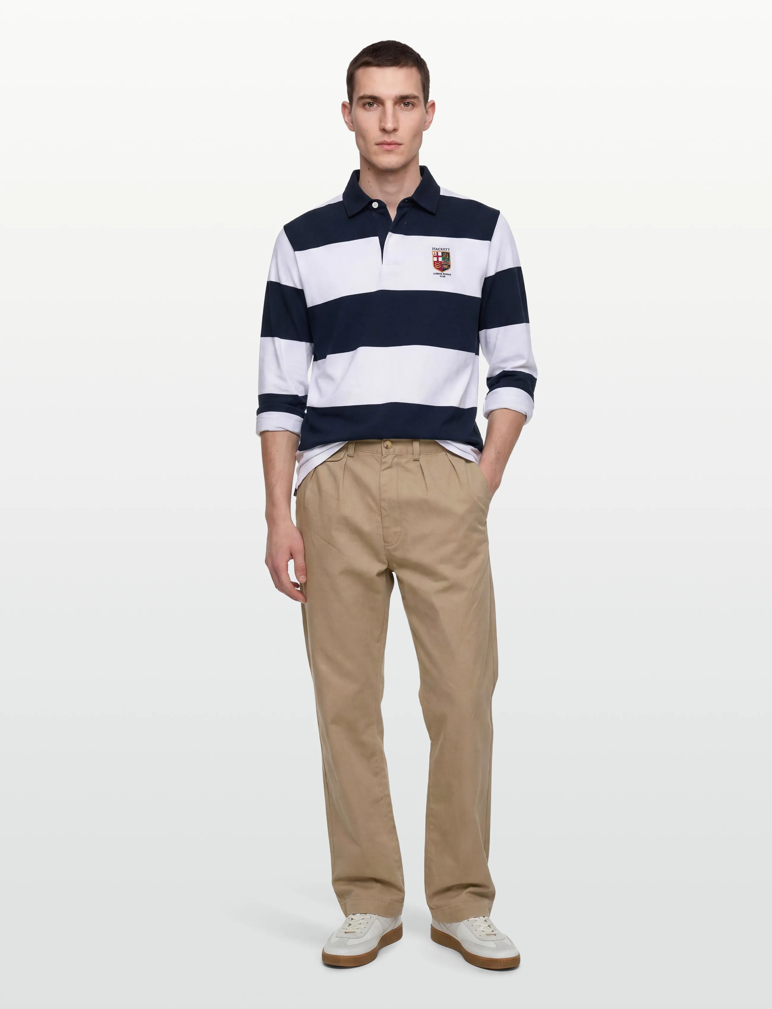 Hackett London HERITAGE LRC STR RB LS - Riided - OPTIC WHITE / navy