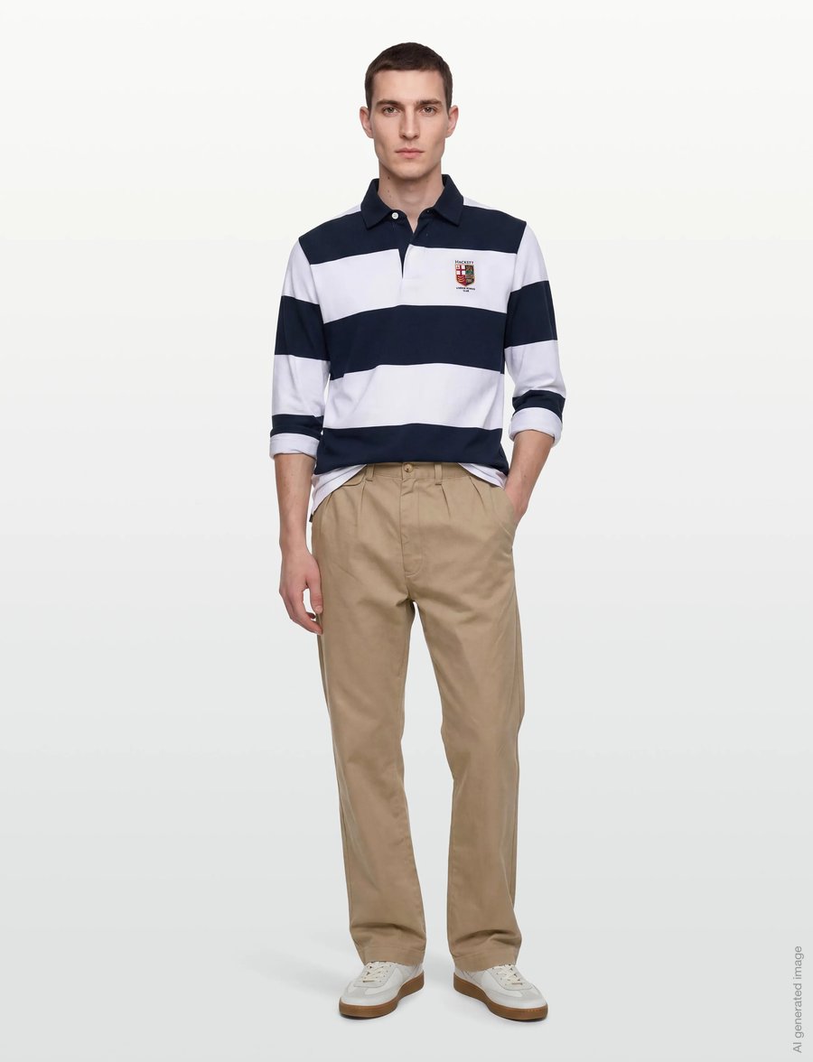 Hackett London - HERITAGE LRC STR RB LS - langærmede poloer - optic white - 0