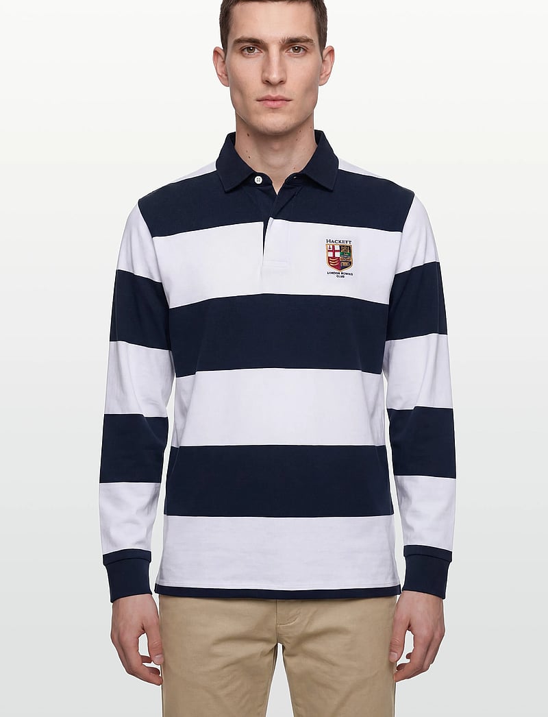 Hackett London - HERITAGE LRC STR RB LS - långärmade pikéer - optic white - 3