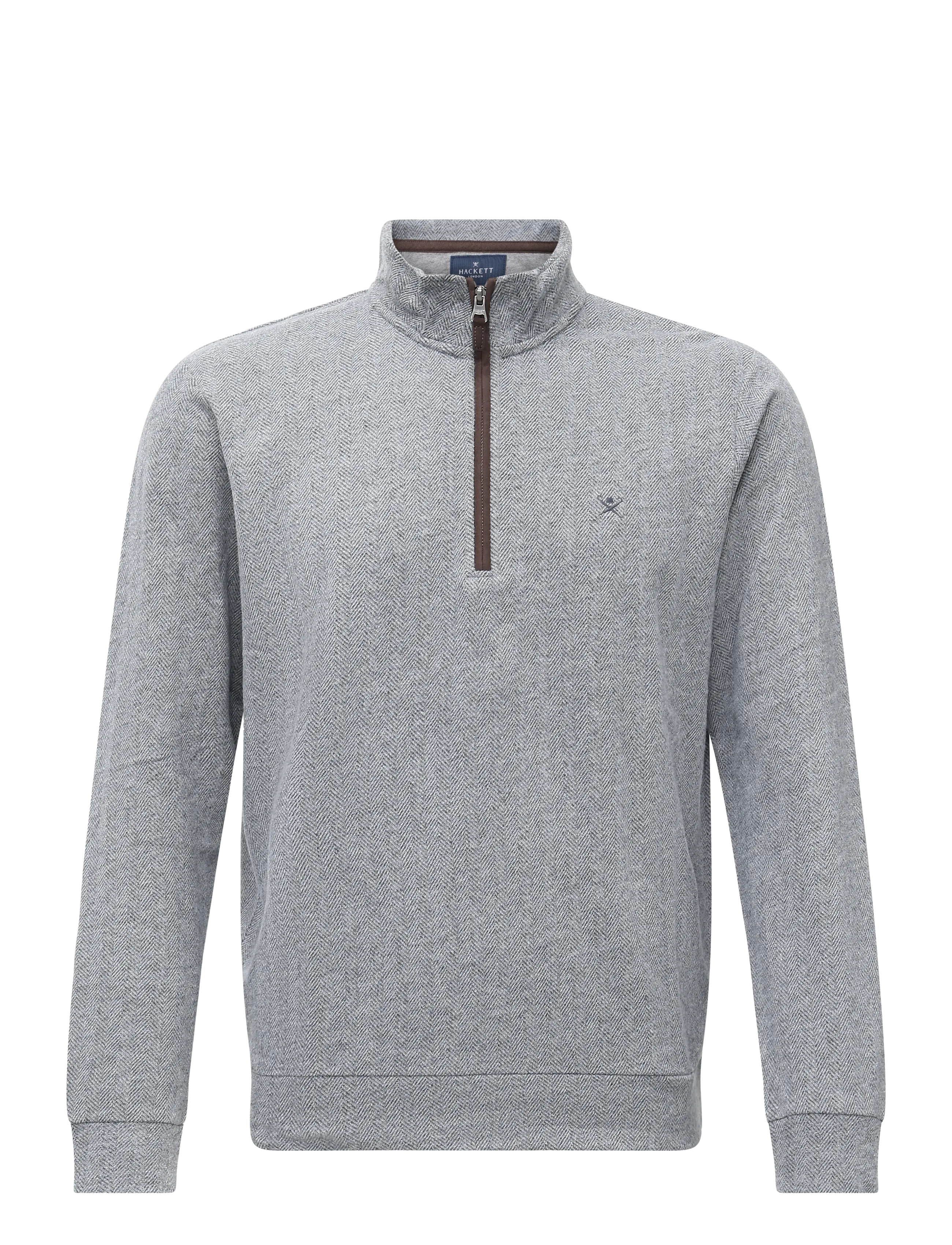 Hackett London HBONE HALF ZIP SWEAT - Riided - CHARCOAL GREY / grey