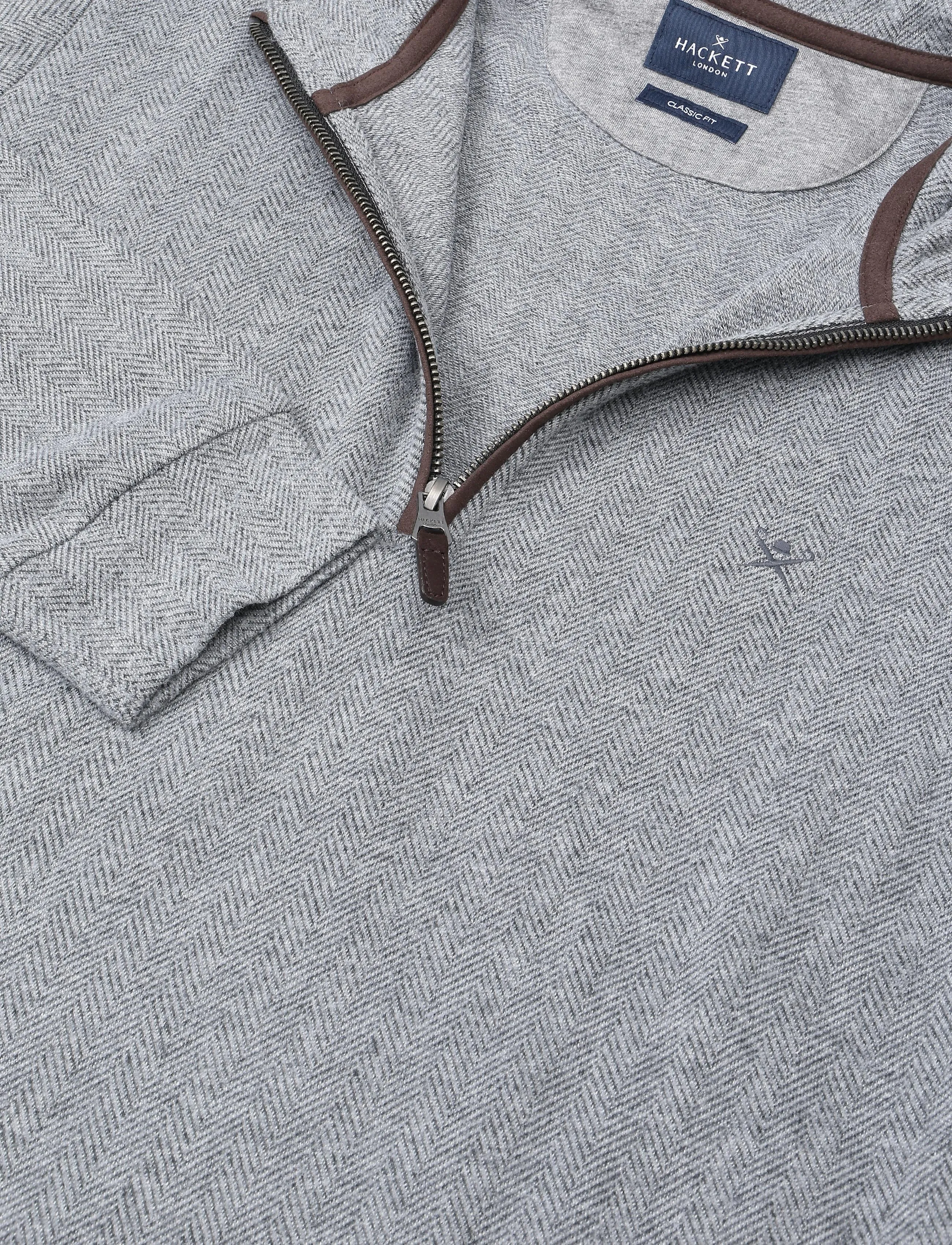 Hackett London - HBONE HALF ZIP SWEAT - charcoal grey - 2