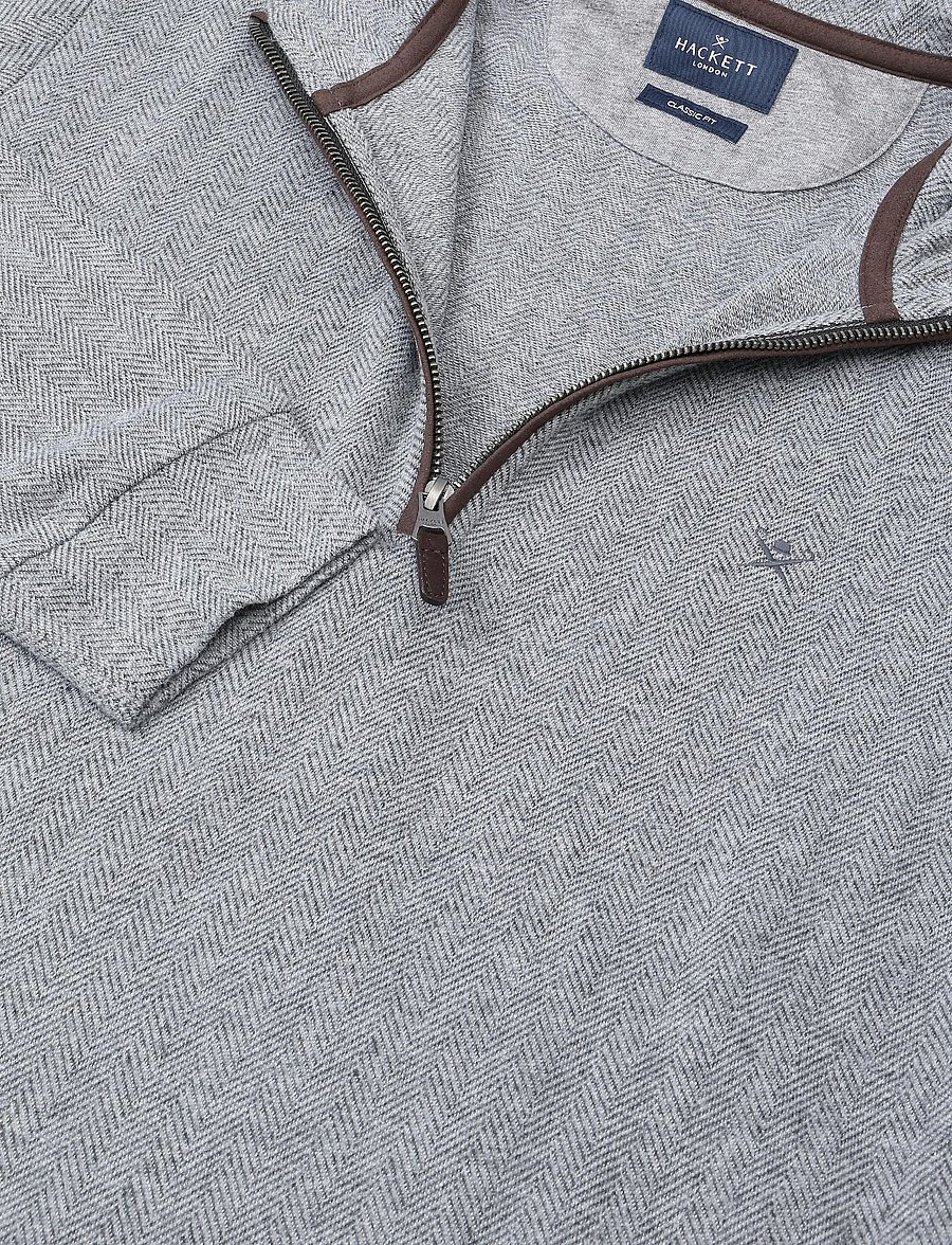 Hackett London - HBONE HALF ZIP SWEAT - charcoal grey - 2