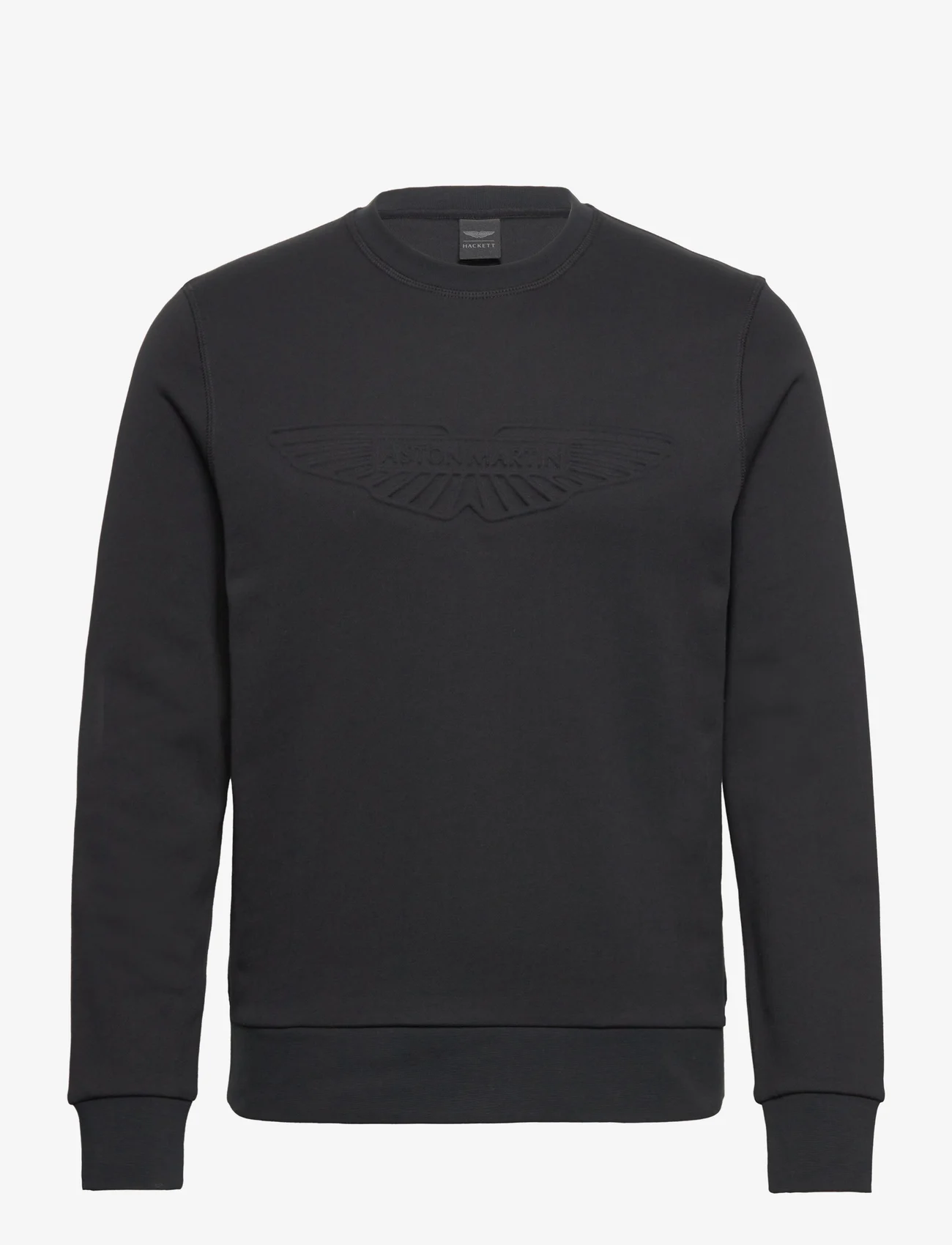 Hackett London - AM EMBOSSED CREW - sportiska stila džemperi - black - 0
