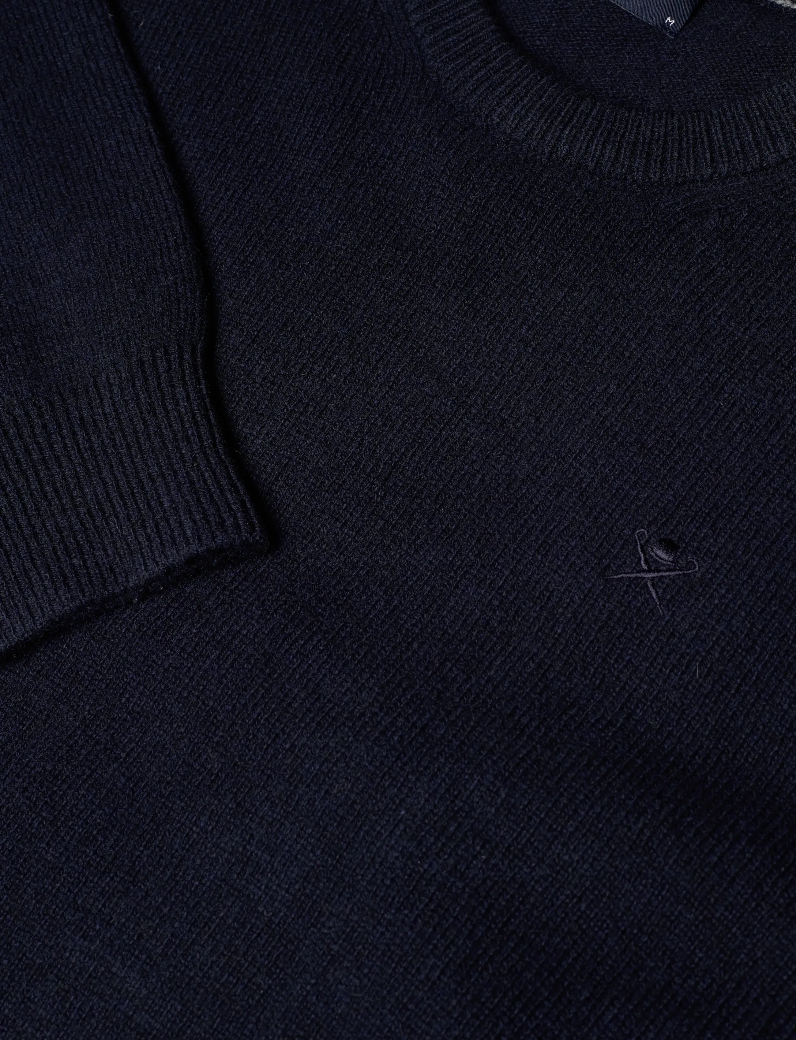 Hackett London - LAMBSWOOL CREW - stickat - midnight blue - 2