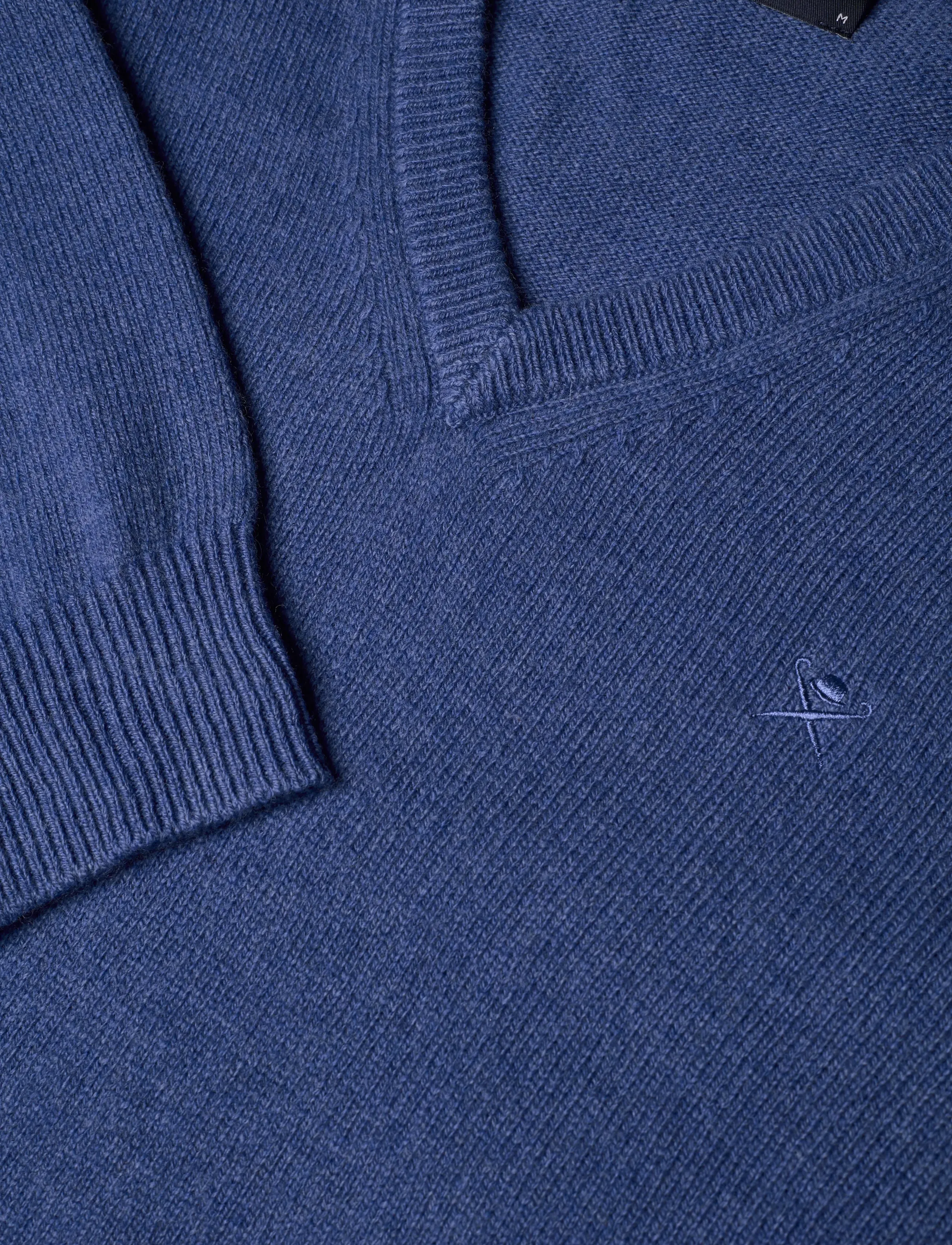 Hackett London - LAMBSWOOL V NECK - strik - denim blue - 2