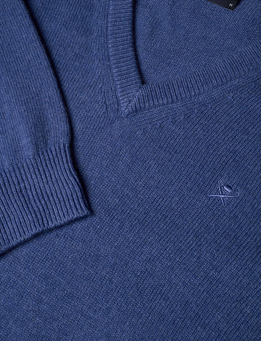 Hackett London - LAMBSWOOL V NECK - v-kaelusega - denim blue - 2