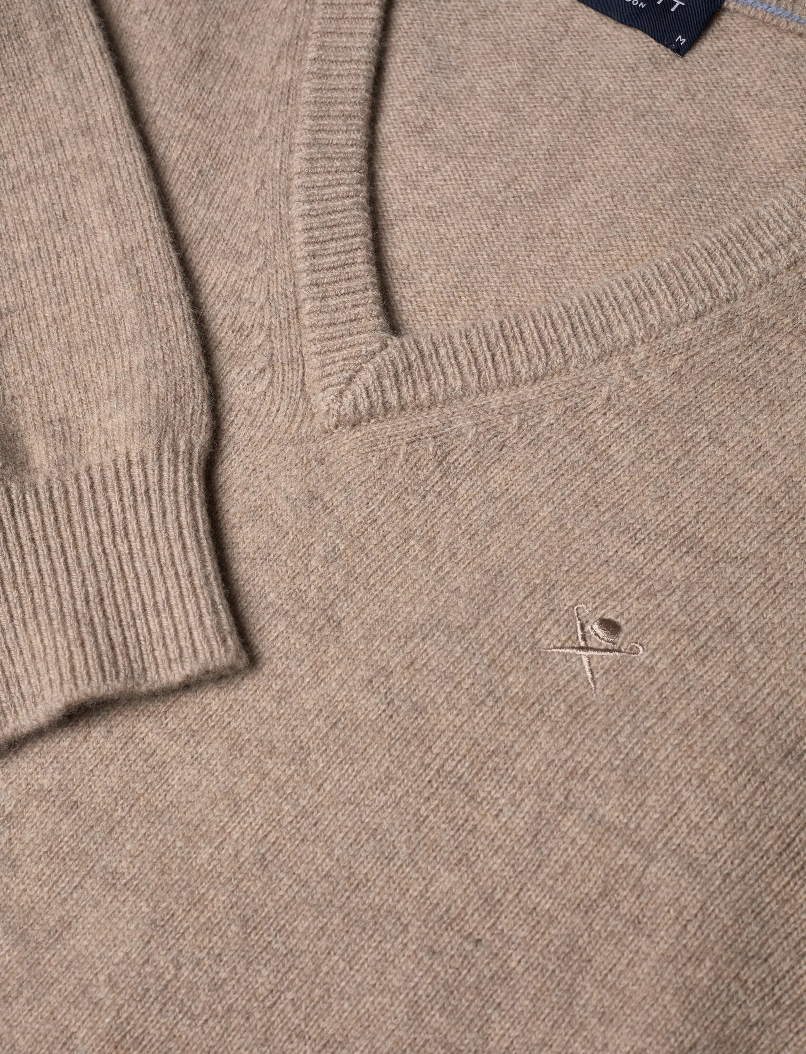 Hackett London - LAMBSWOOL V NECK - basic knitwear - malt beige - 2