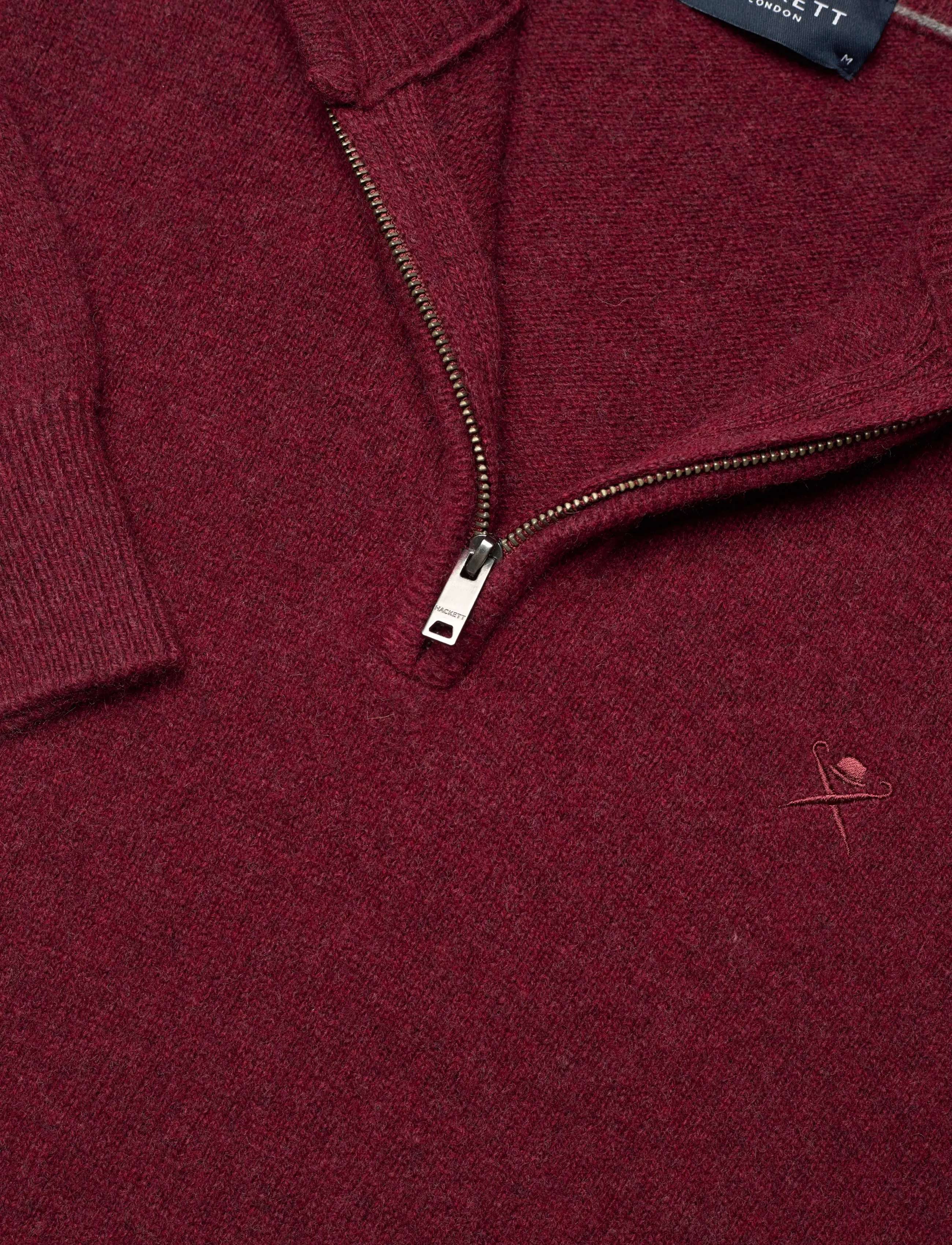 Hackett London - LAMBSWOOL HZIP - burgundy red - 2