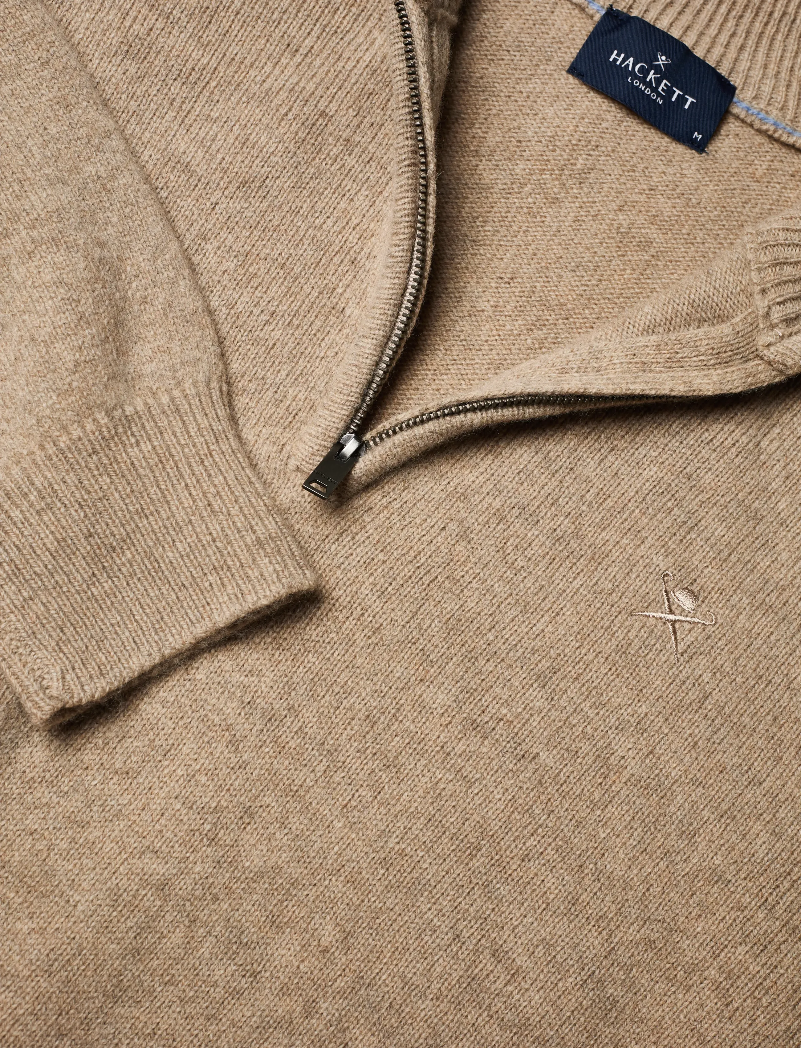 Hackett London - LAMBSWOOL HZIP - män - malt beige - 2