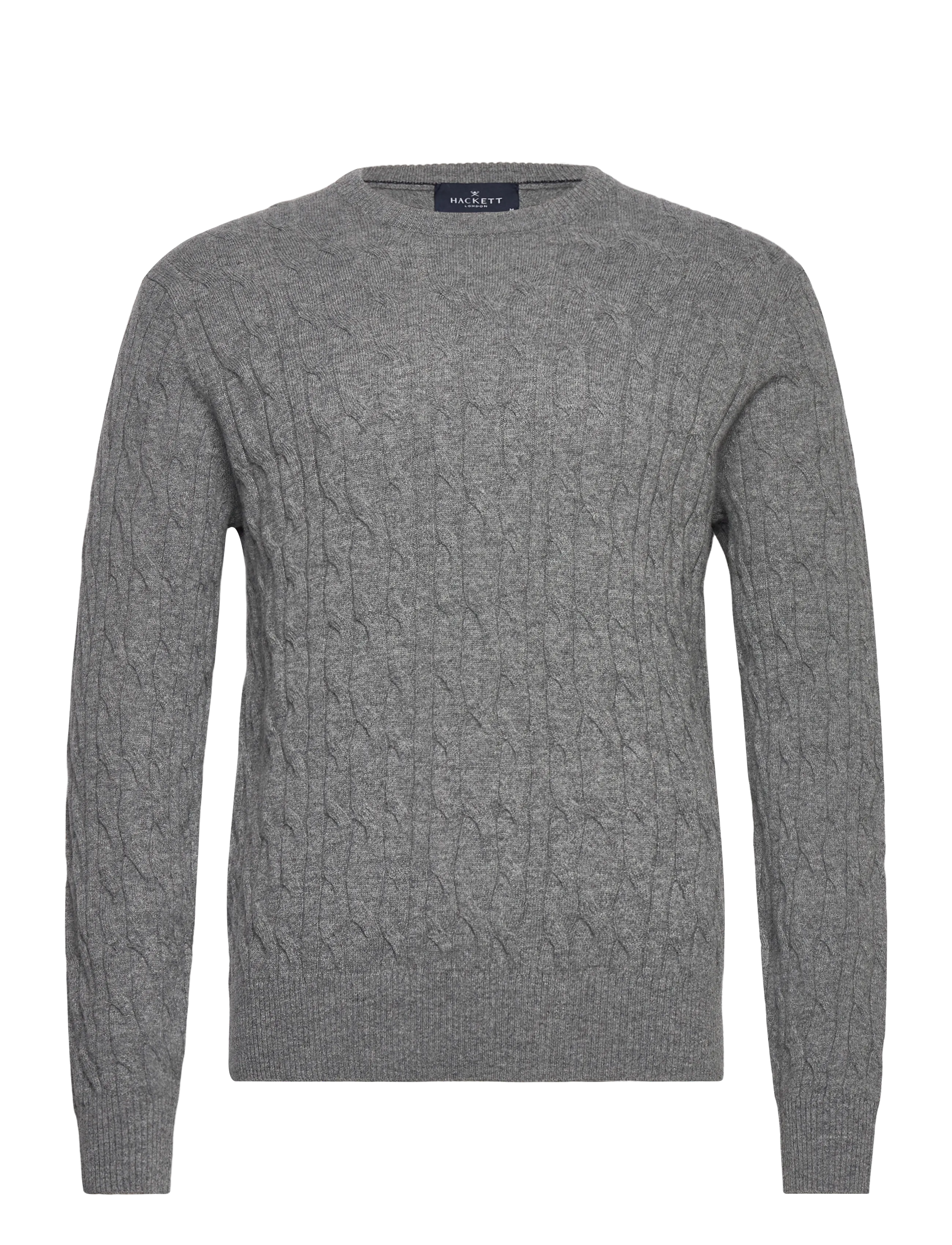 Hackett London Lw Cable Crew, Mænd, Kabelstrikket Sweater, Grå, Str: XXL