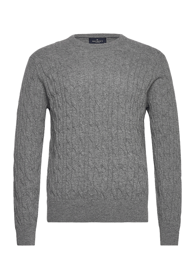 Hackett London - LW CABLE CREW - okrągły dekolt - metal grey - 0