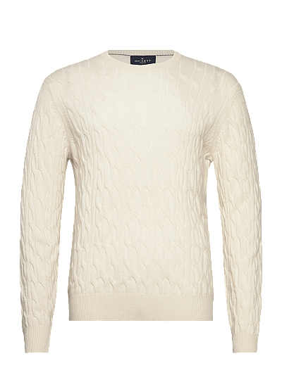 Hackett London LW CABLE CREW - Round Necks - OFF WHITE / cream