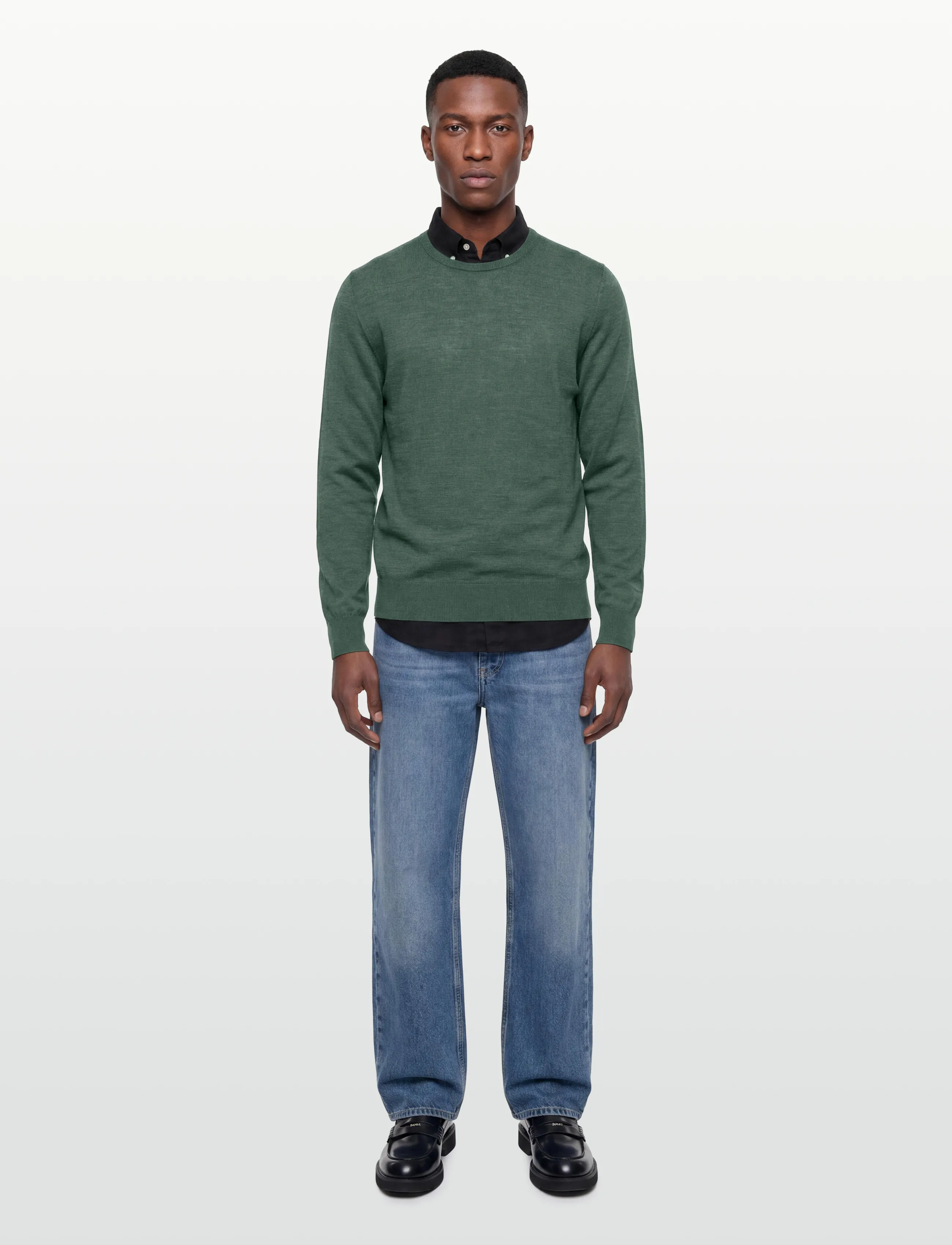 Hackett London Ess Merino Crew, Mænd, Rundhalset Sweater, Grøn, Str: L