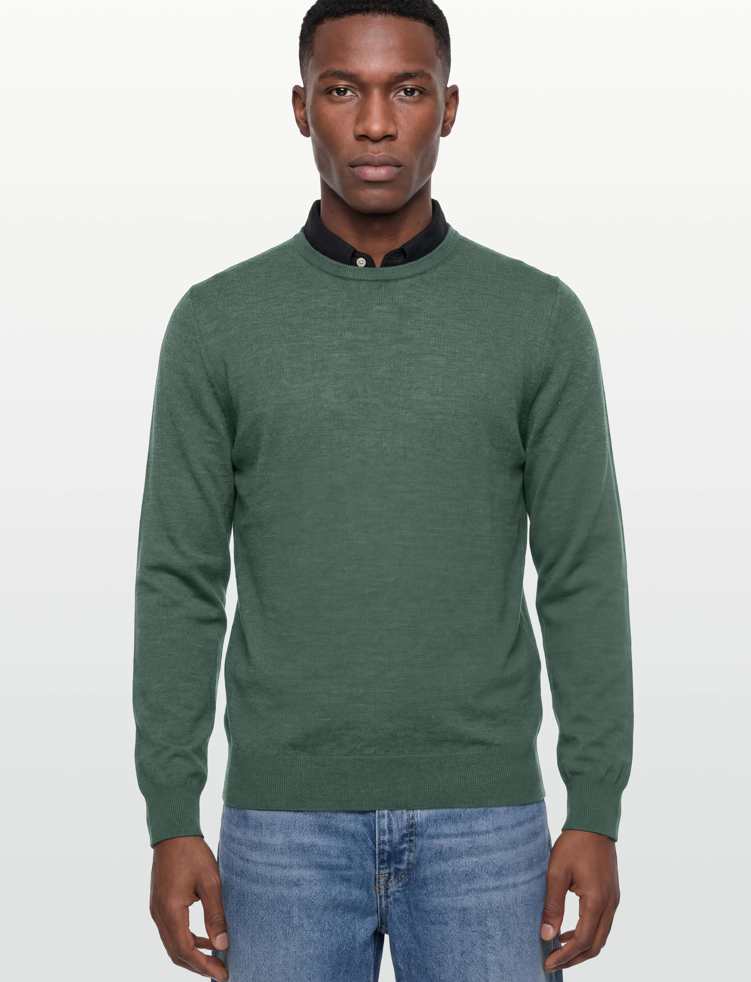 Hackett London - ESS MERINO CREW - basic-strickmode - army green - 3