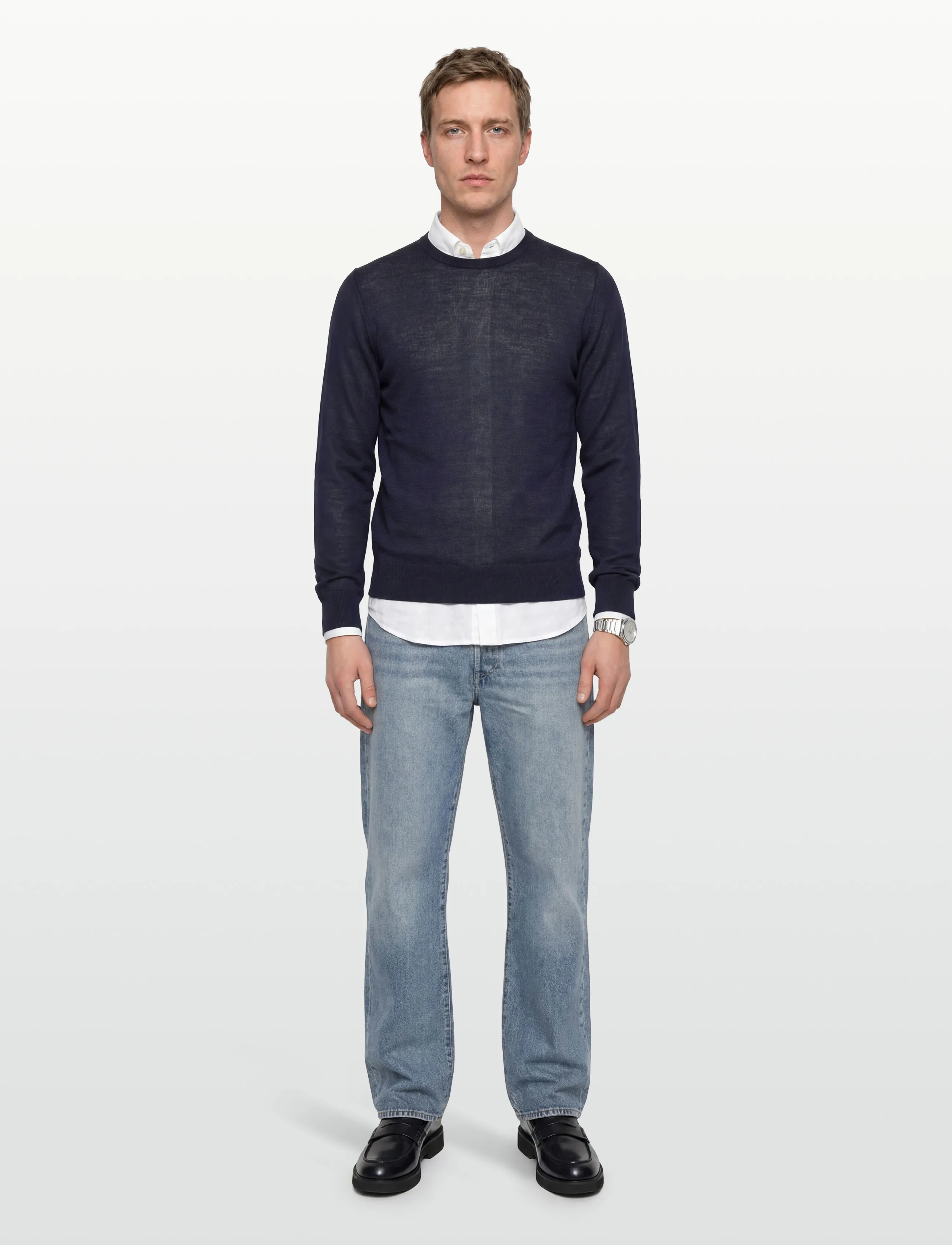 Hackett London Ess Merino Crew, Mænd, Rundhalset Sweater, Navy, Str: XL