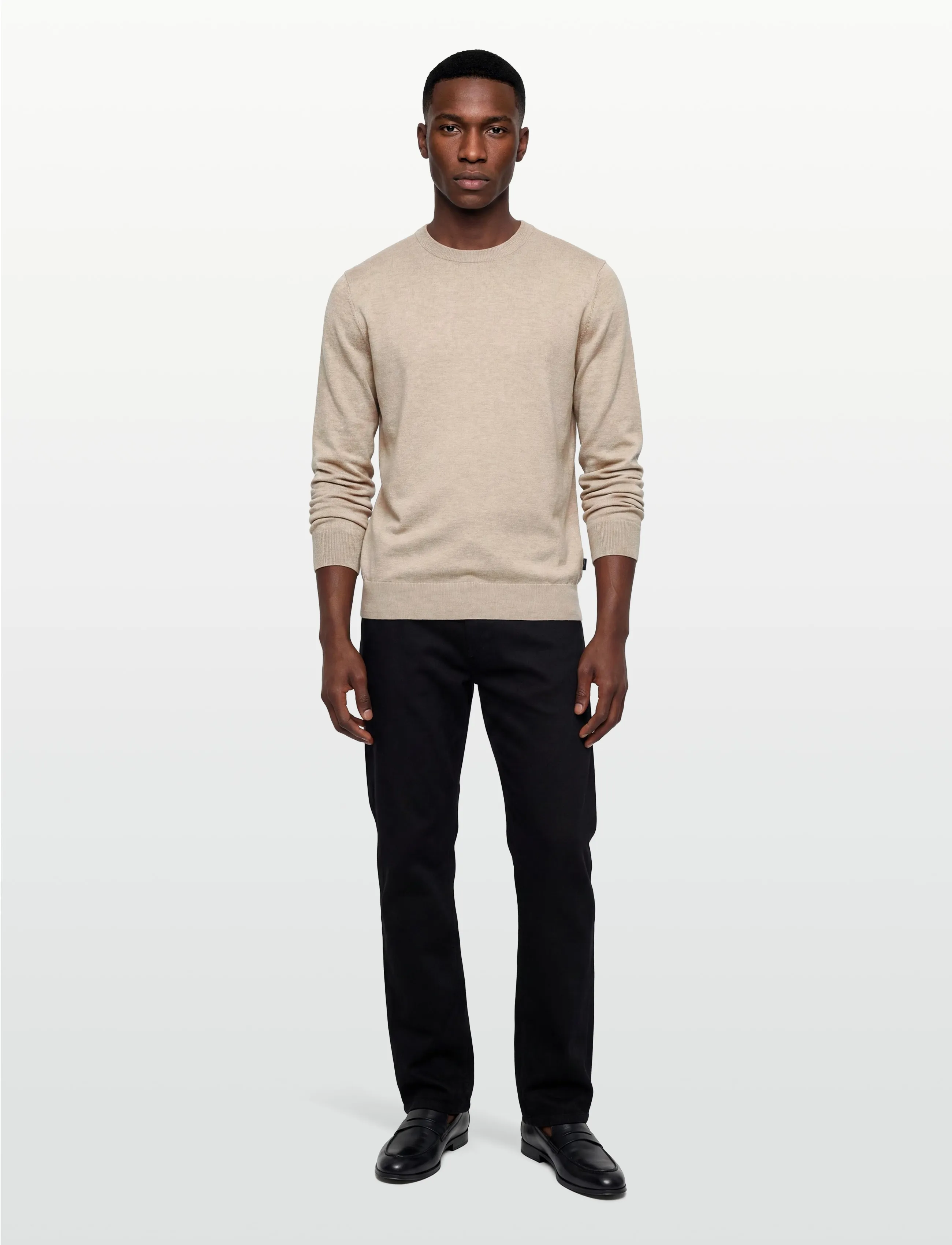 Hackett London Cotton Linen Crew, Mænd, Rundhalset Sweater, Beige, Str: L