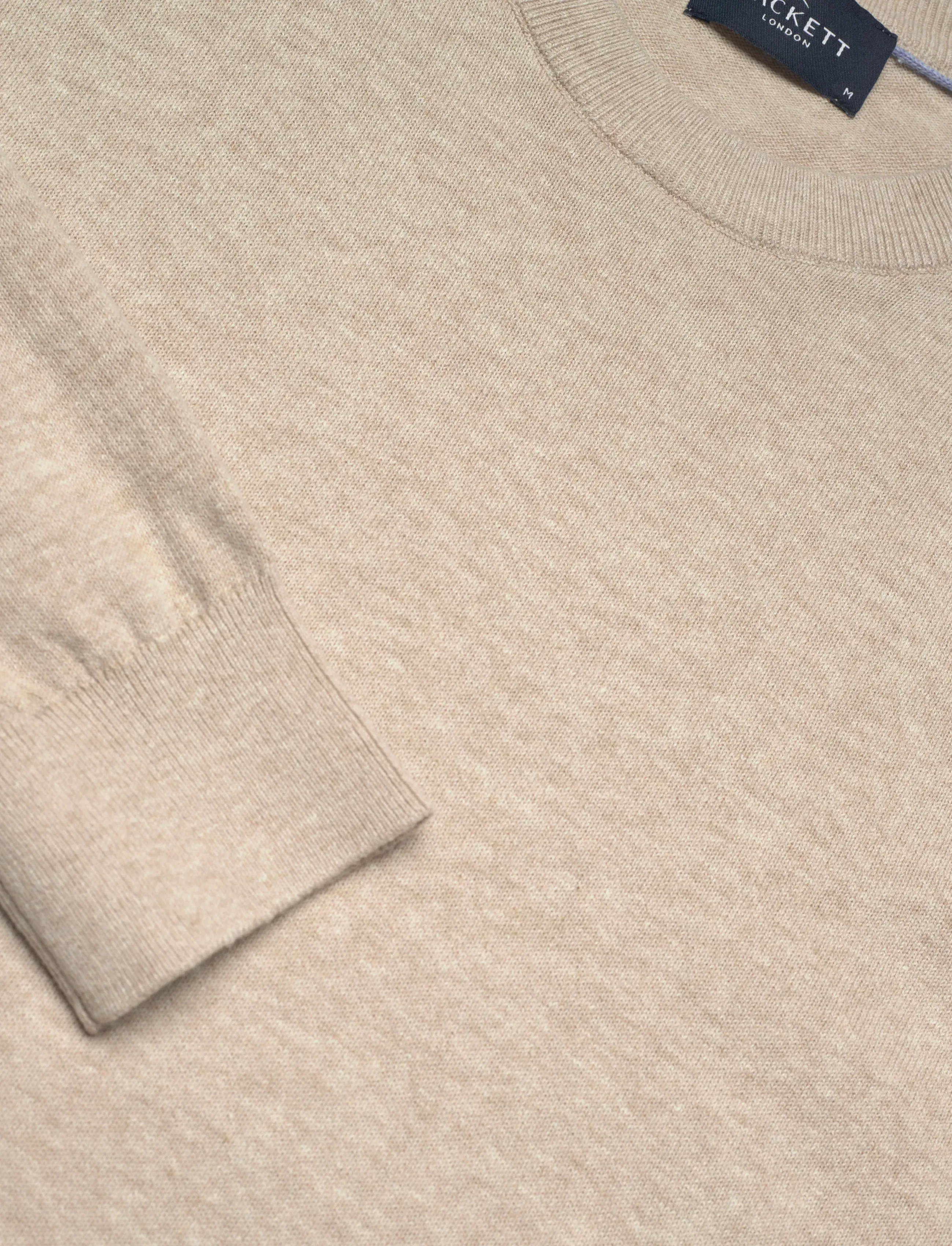 Hackett London - COTTON LINEN CREW - stickade basplagg - natural beige - 2