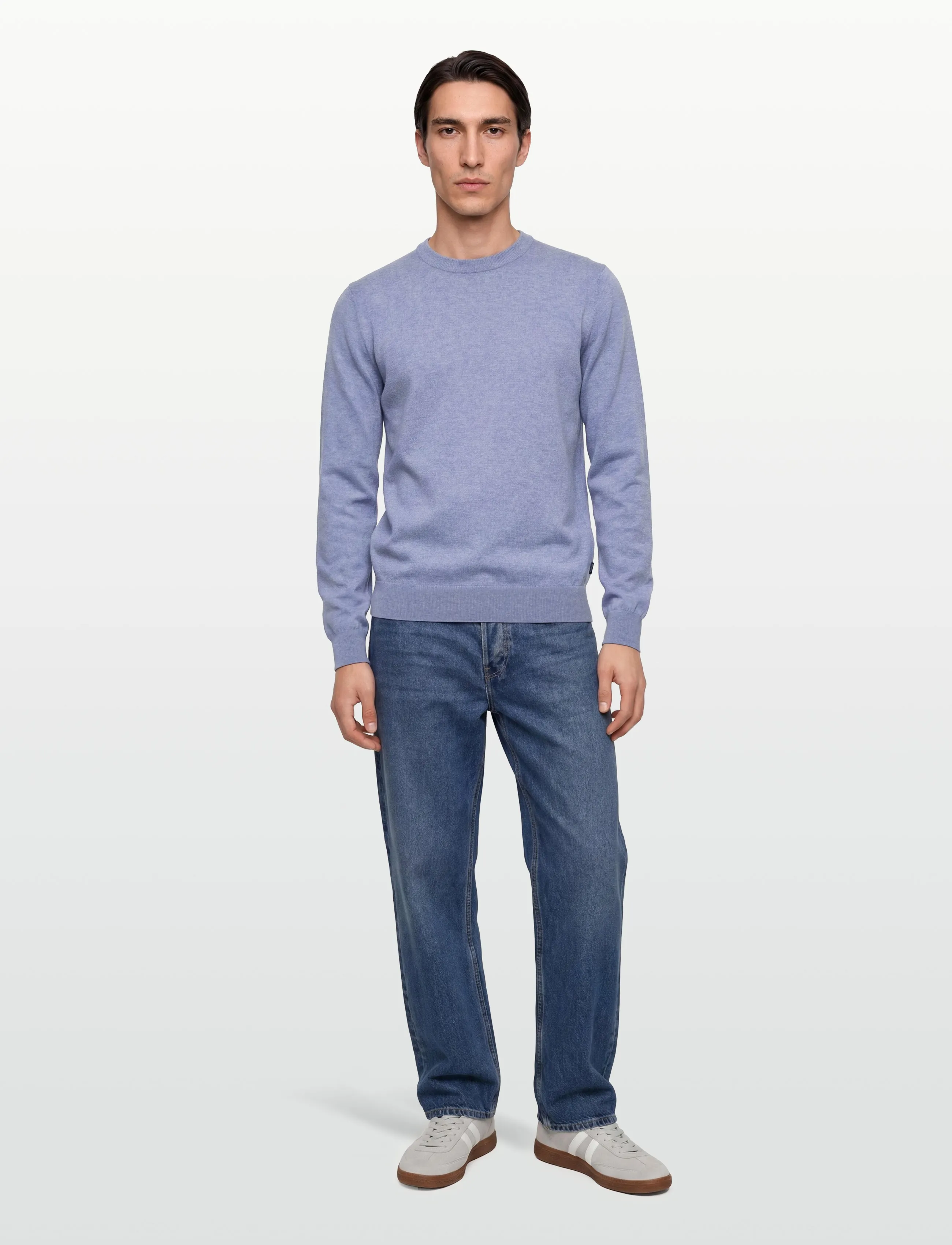Hackett London Cotton Linen Crew, Mænd, Rundhalset Sweater, Blå, Str: M