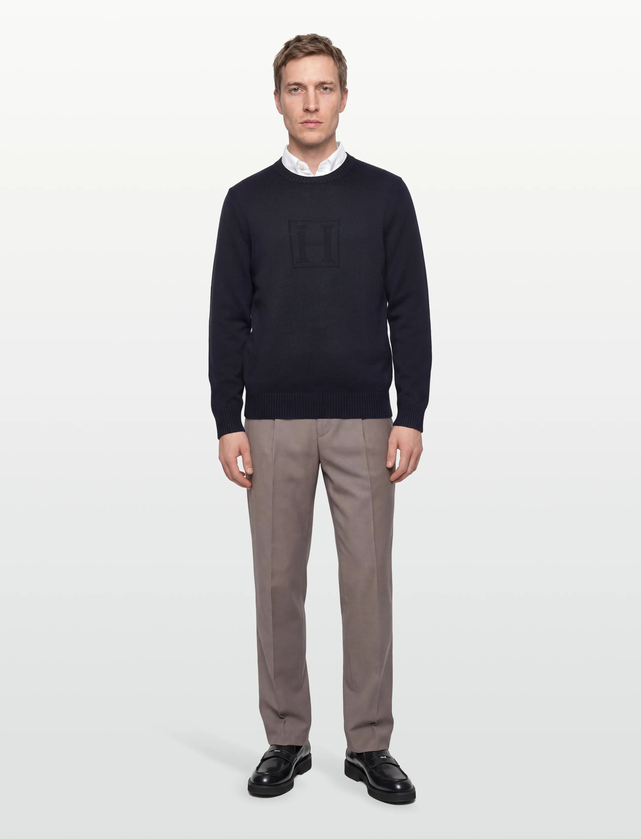 Hackett London Heritage H Crew, Mænd, Rundhalset Sweater, Navy, Str: XL