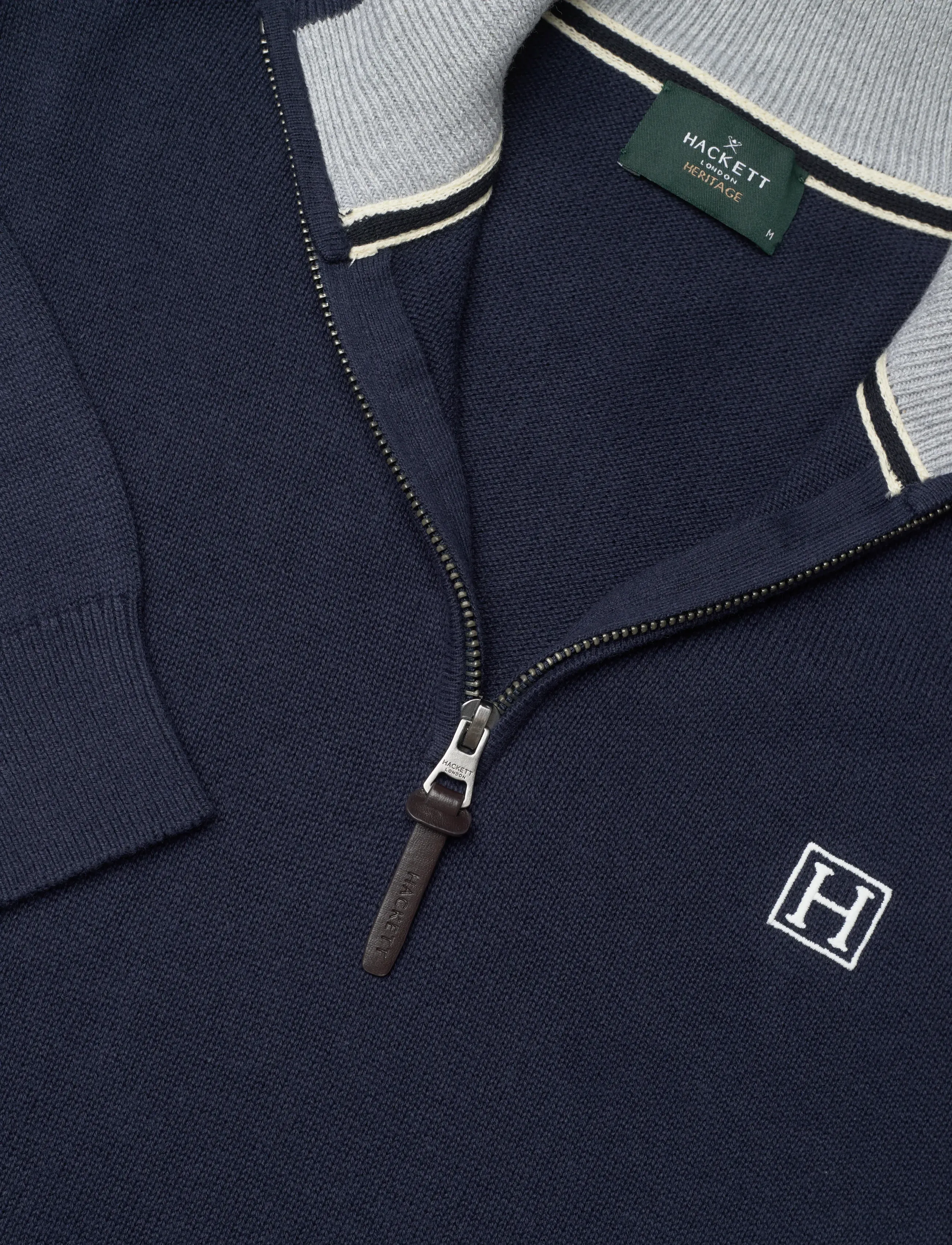 Hackett London - HERITAGE H HZIP - stickat - old navy - 2