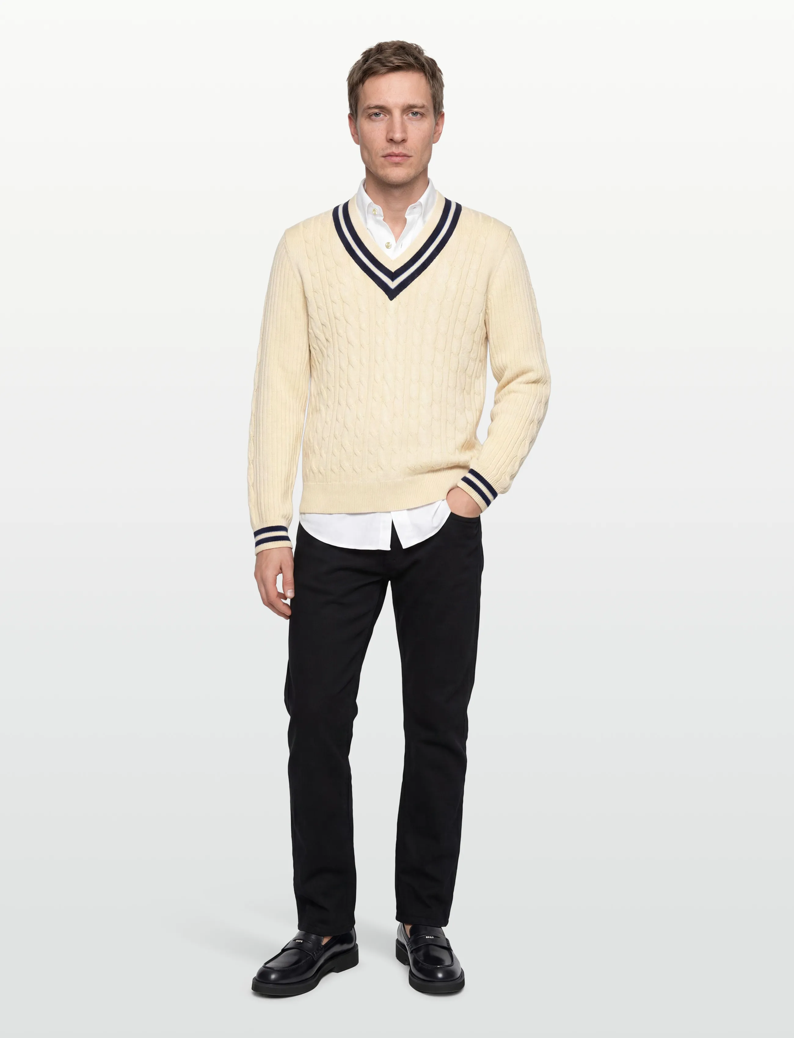 Hackett London HERITAGE CRICKET V - Nach Stil kaufen - OFF WHITE / cream