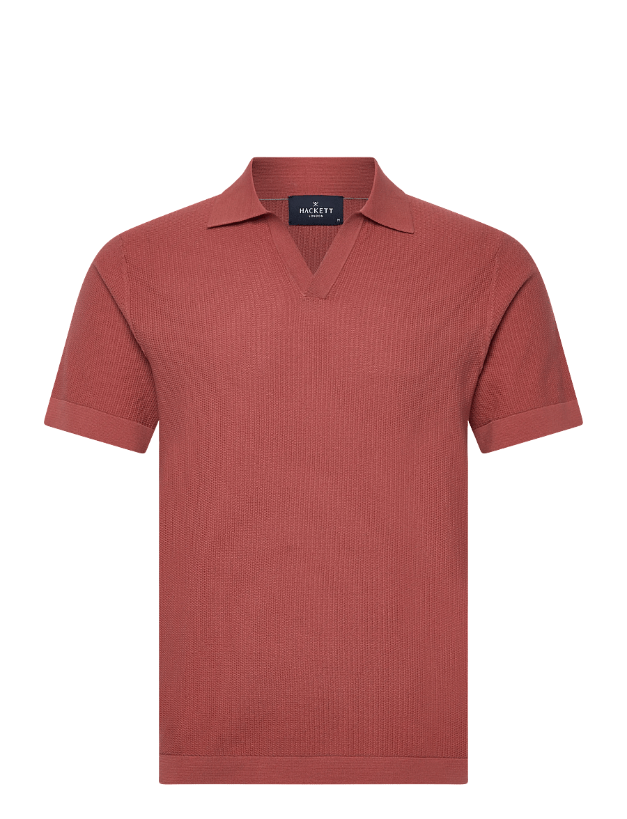Hackett London - RIVIERA KNIT SS POLO - knitted polos - baked clay red - 1