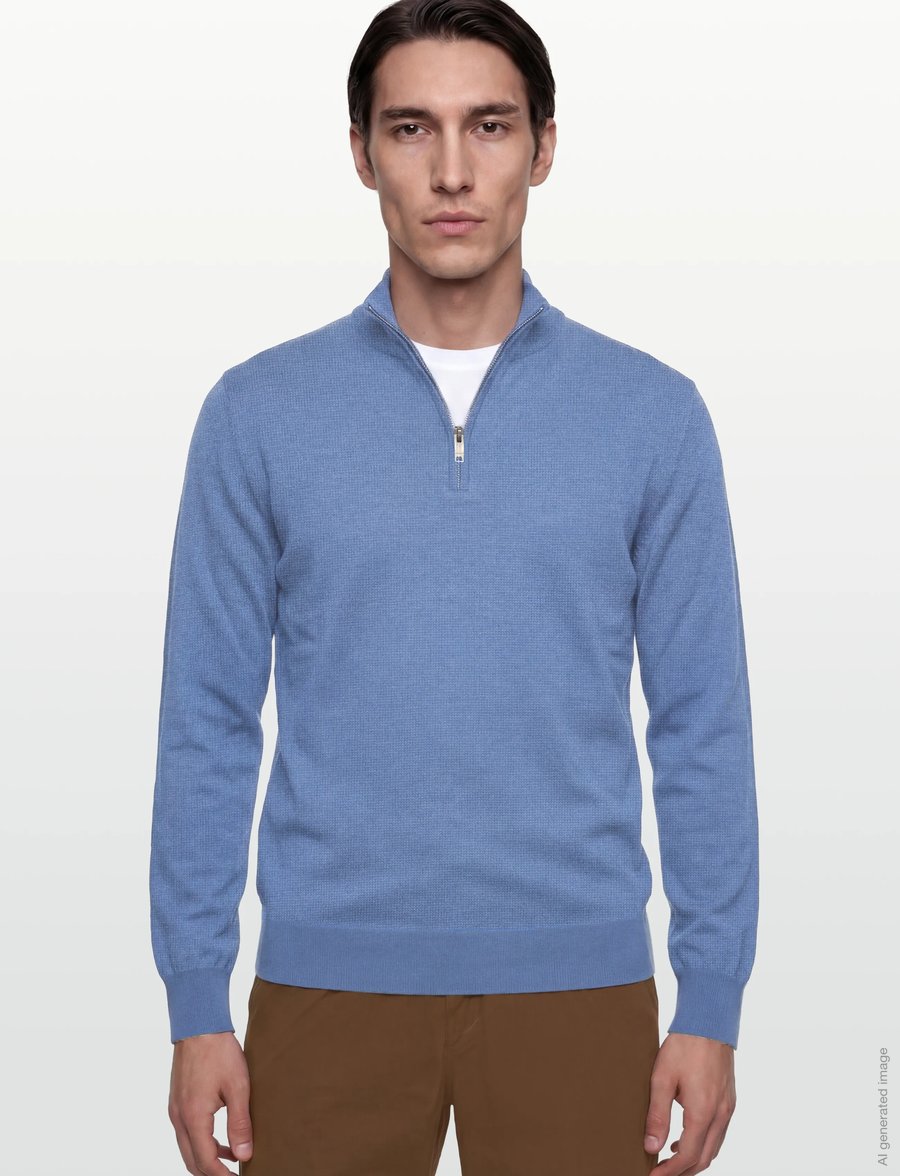 Hackett London - COTTON CASH HZIP - kardigany z zamkiem do połowy - eton blue - 3