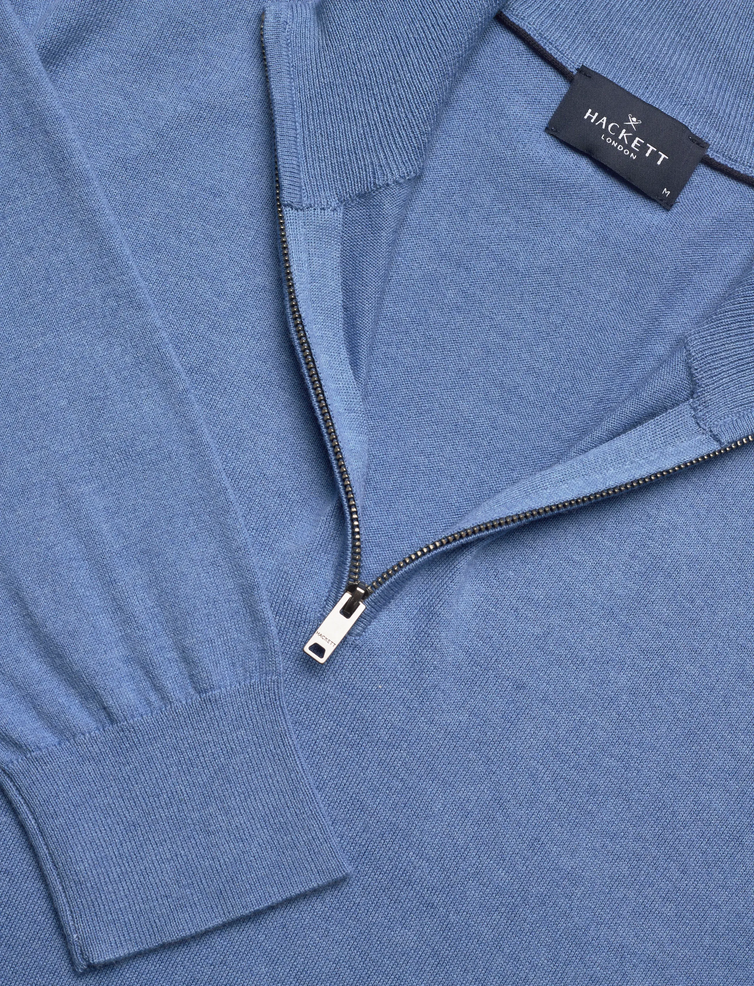 Hackett London - COTTON CASH HZIP - kardigany z zamkiem do połowy - eton blue - 5