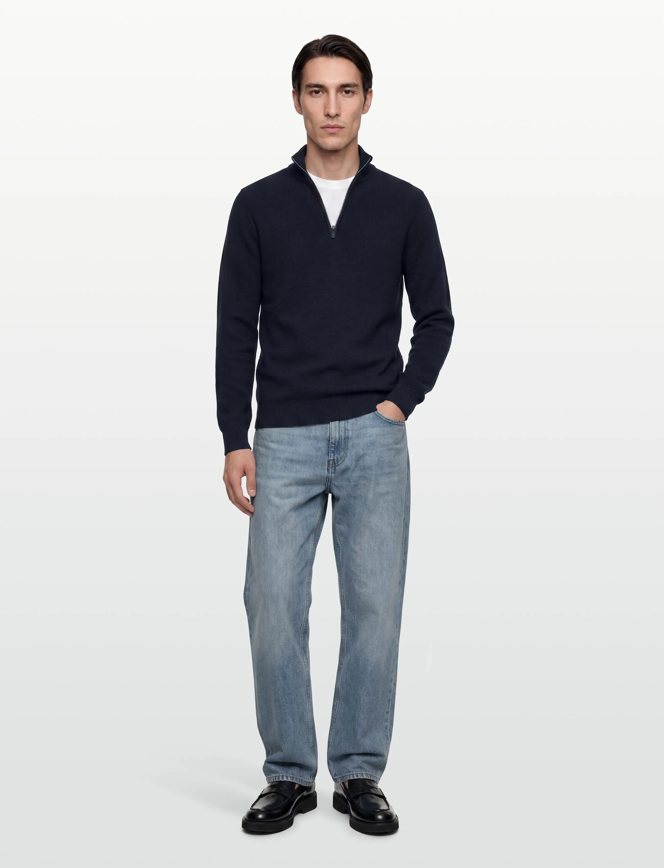 Hackett London Honeycomb Hzip, Mænd, Half-Zip Sweater, Navy, Str: M