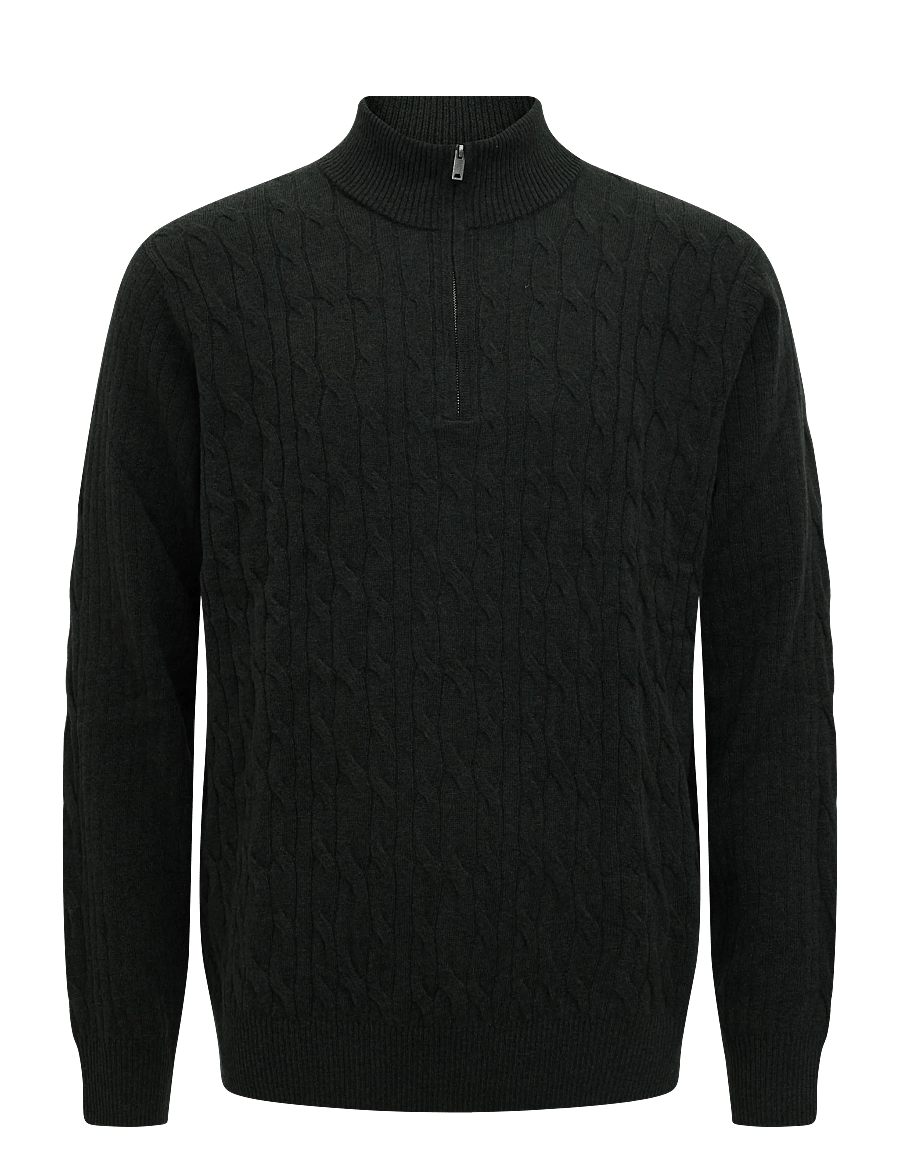 Hackett London - LAMBSWOOL CABLE HZIP - poolpika lukuga džemprid - hunter green - 0