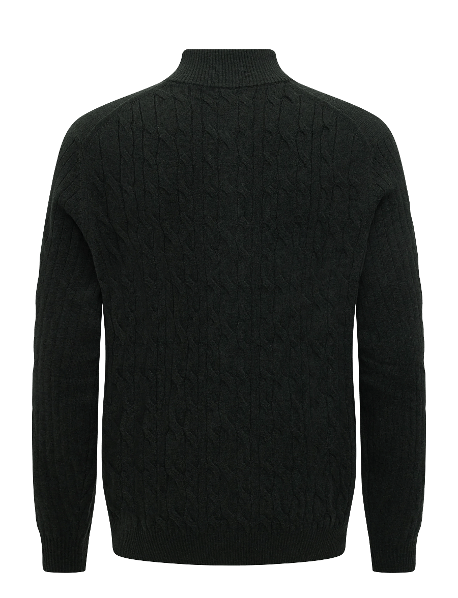 Hackett London - LAMBSWOOL CABLE HZIP - poolpika lukuga džemprid - hunter green - 1