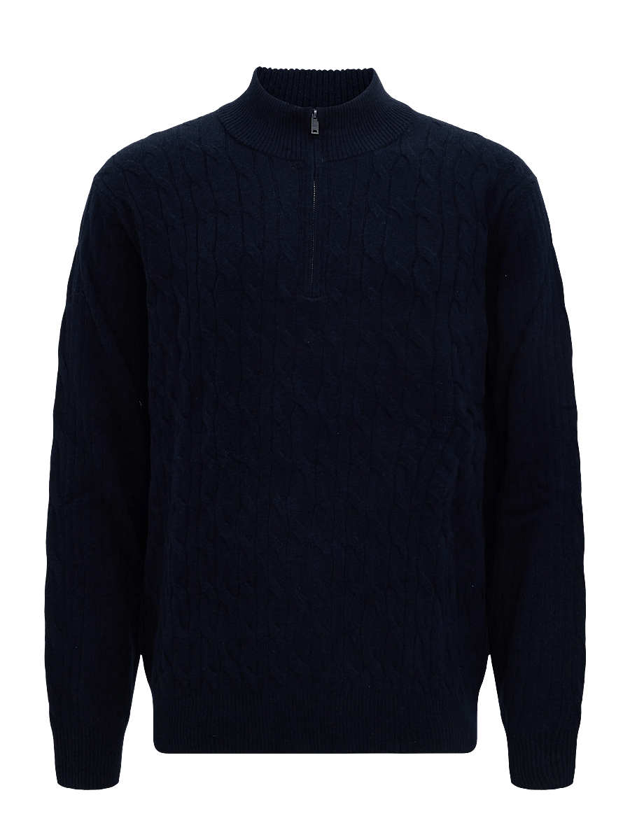 Hackett London - LAMBSWOOL CABLE HZIP - poolpika lukuga džemprid - old navy - 0