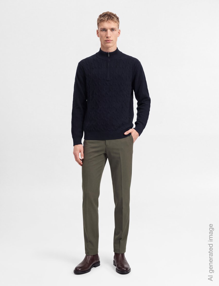 Hackett London - LAMBSWOOL CABLE HZIP - poolpika lukuga džemprid - old navy - 0