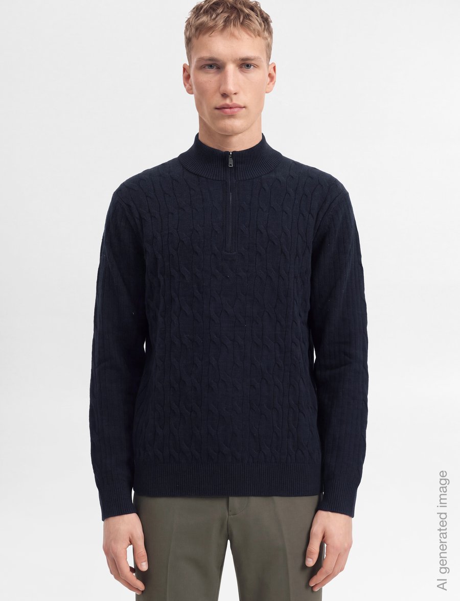 Hackett London - LAMBSWOOL CABLE HZIP - poolpika lukuga džemprid - old navy - 3