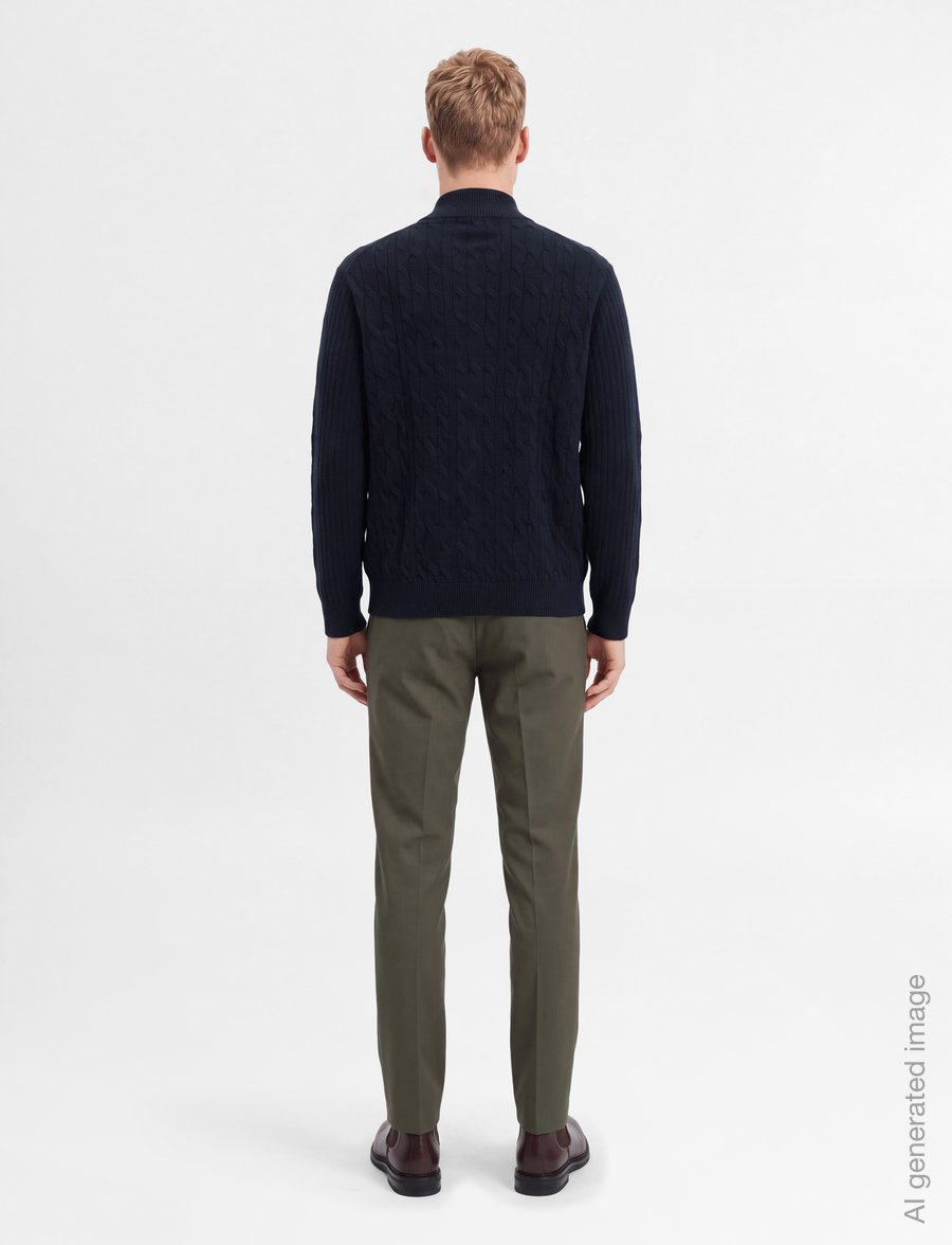 Hackett London - LAMBSWOOL CABLE HZIP - poolpika lukuga džemprid - old navy - 4