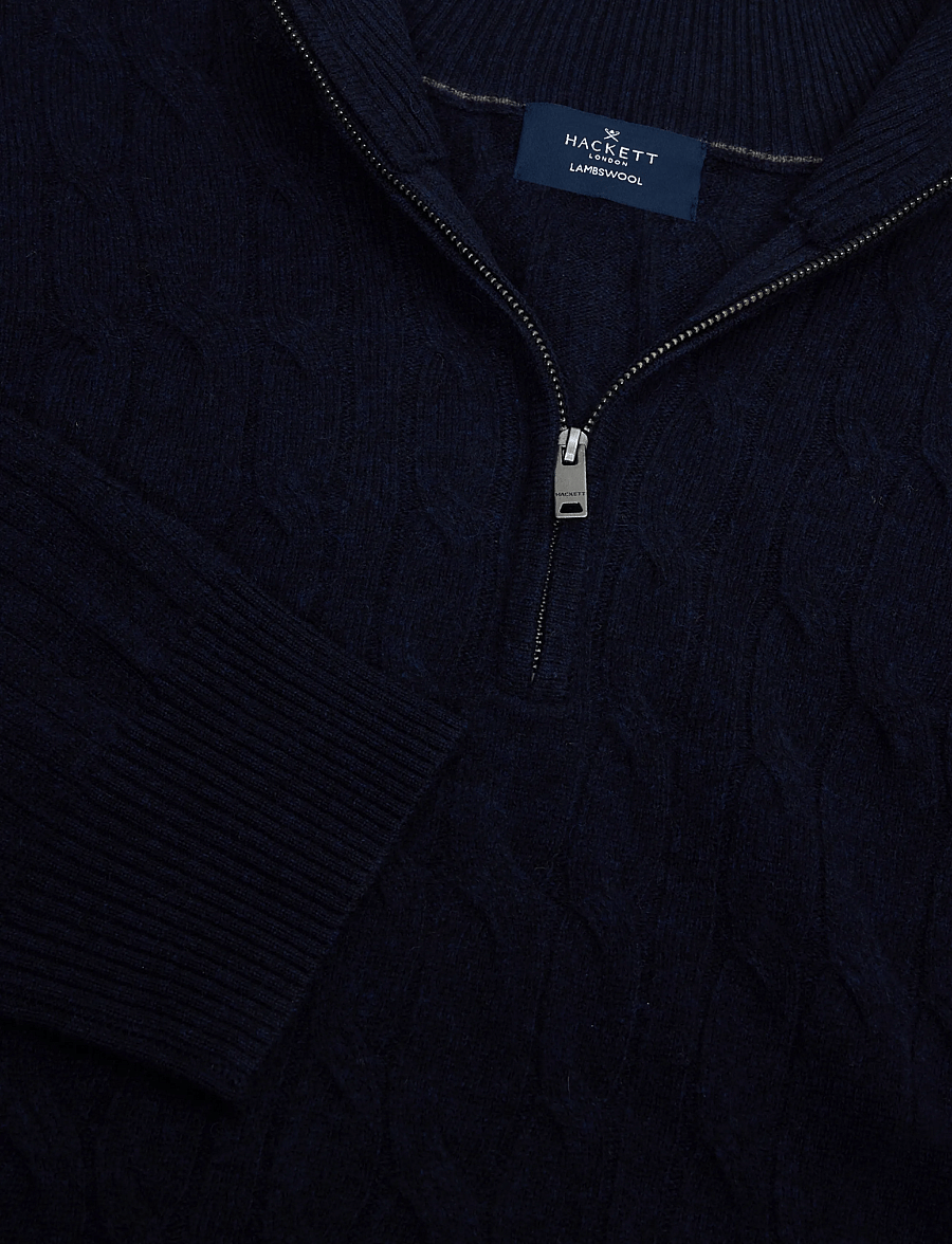 Hackett London - LAMBSWOOL CABLE HZIP - poolpika lukuga džemprid - old navy - 2