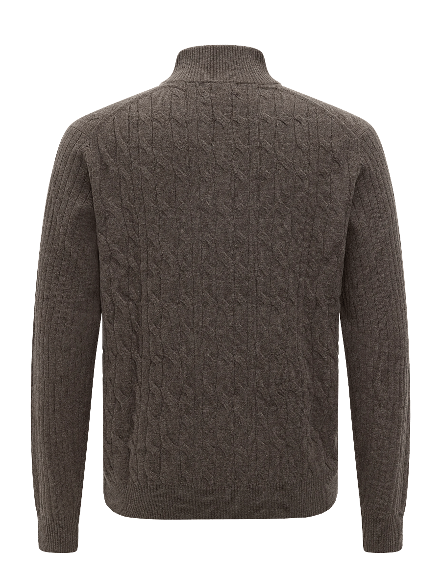 Hackett London - LAMBSWOOL CABLE HZIP - pullover mit halbem reißverschluss - putty beige - 1