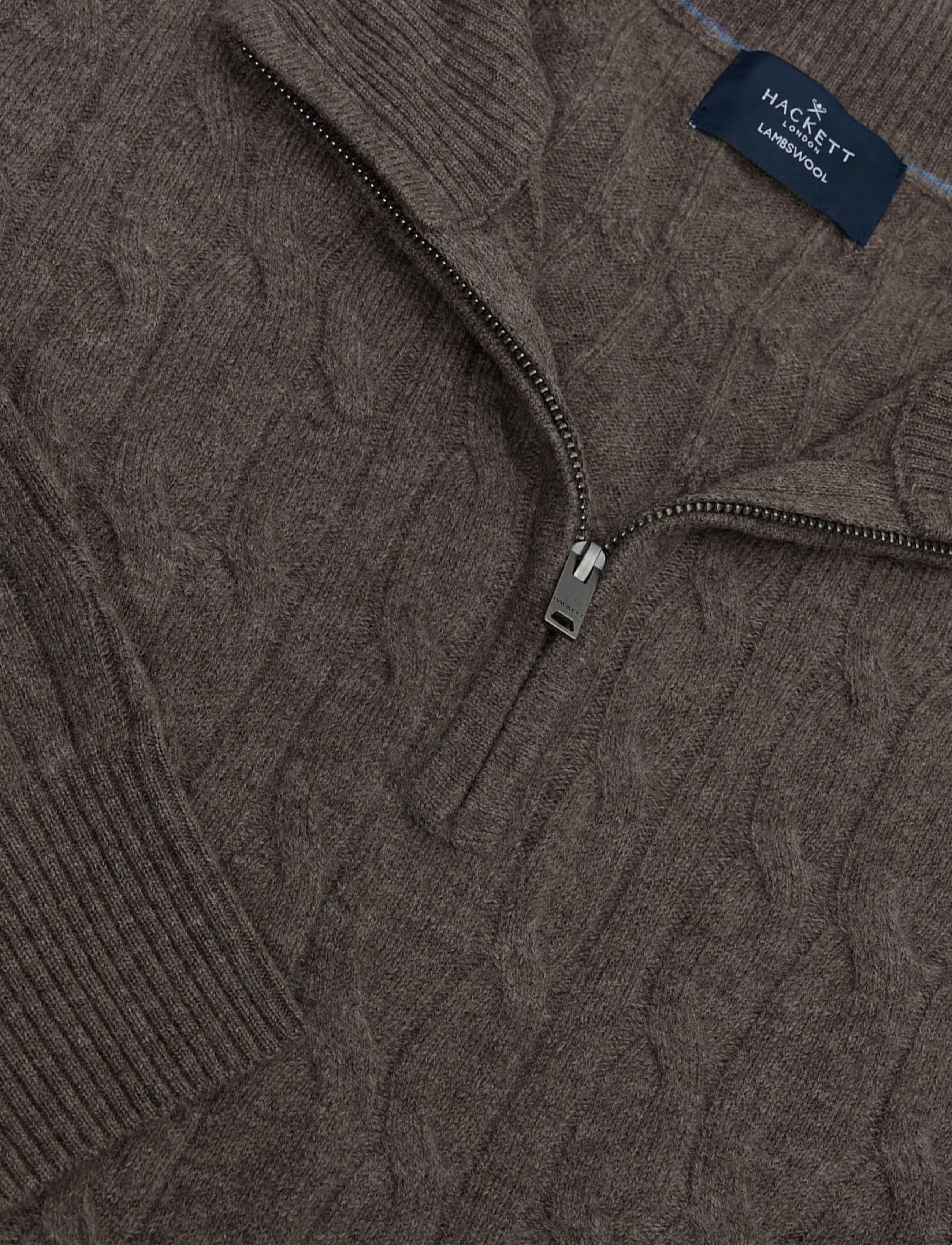 Hackett London - LAMBSWOOL CABLE HZIP - pullover mit halbem reißverschluss - putty beige - 2