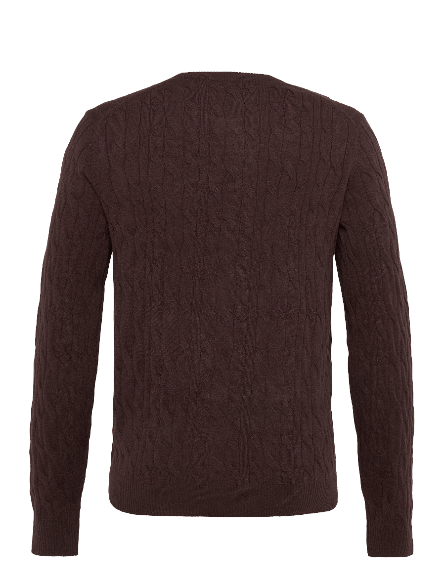 Hackett London - LAMBSWOOL CABLE CREW - round necks - ebony brown - 1