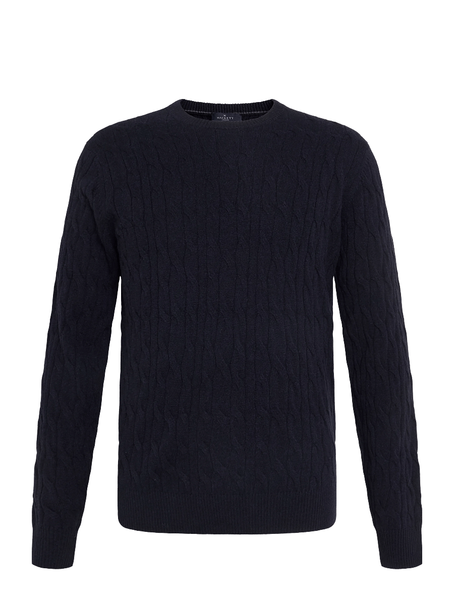 Hackett London - LAMBSWOOL CABLE CREW - round necks - old navy - 0