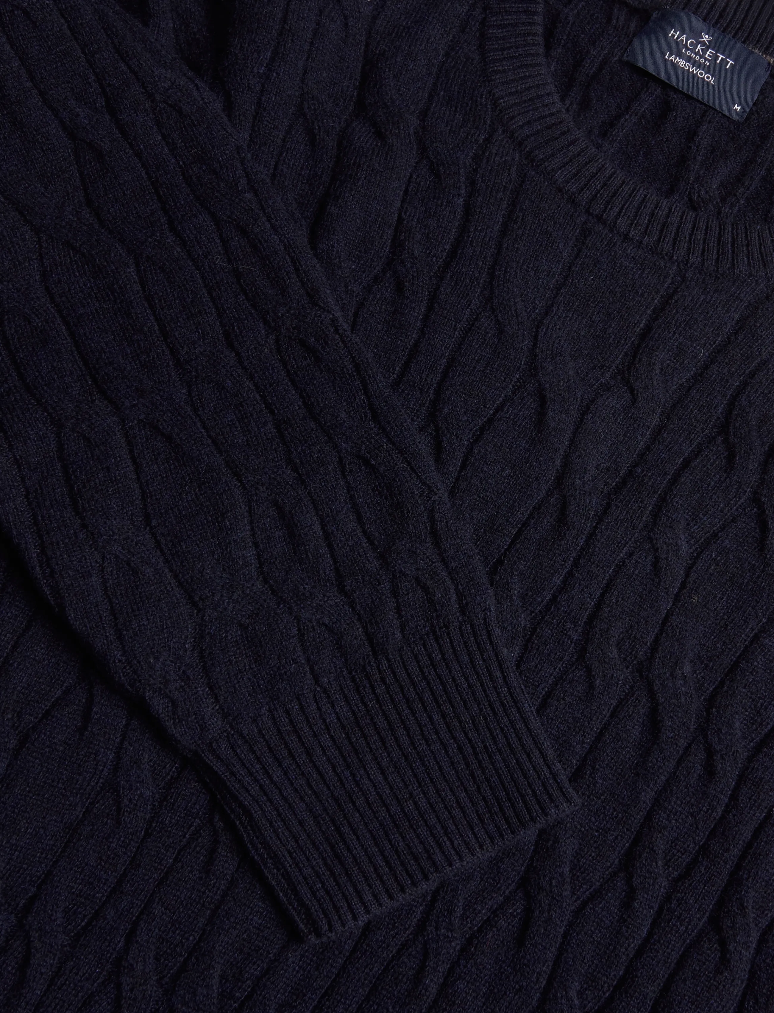 Hackett London - LAMBSWOOL CABLE CREW - round necks - old navy - 2