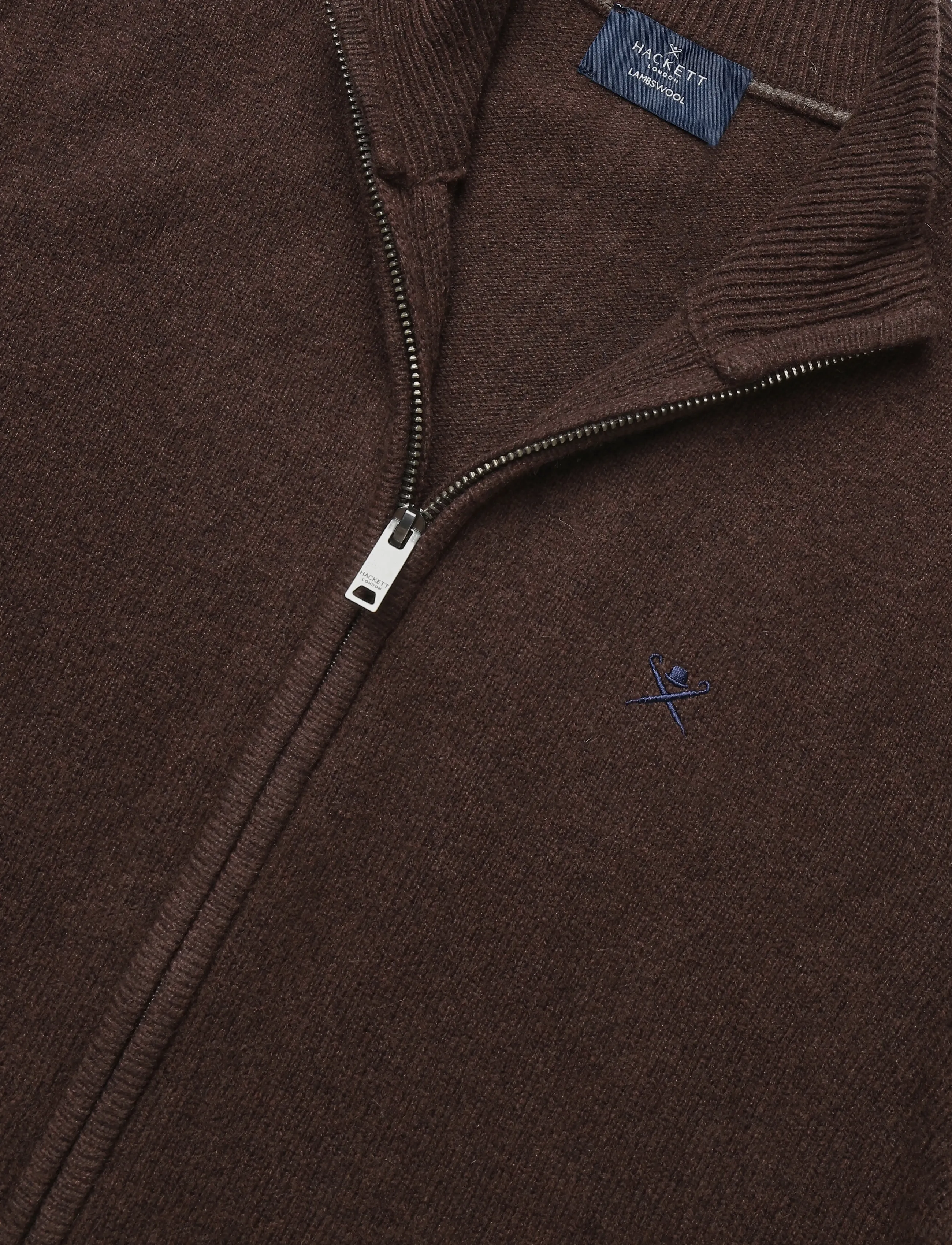 Hackett London - LAMBSWOOL FZIP - lukuga džemprid - ebony brown - 2