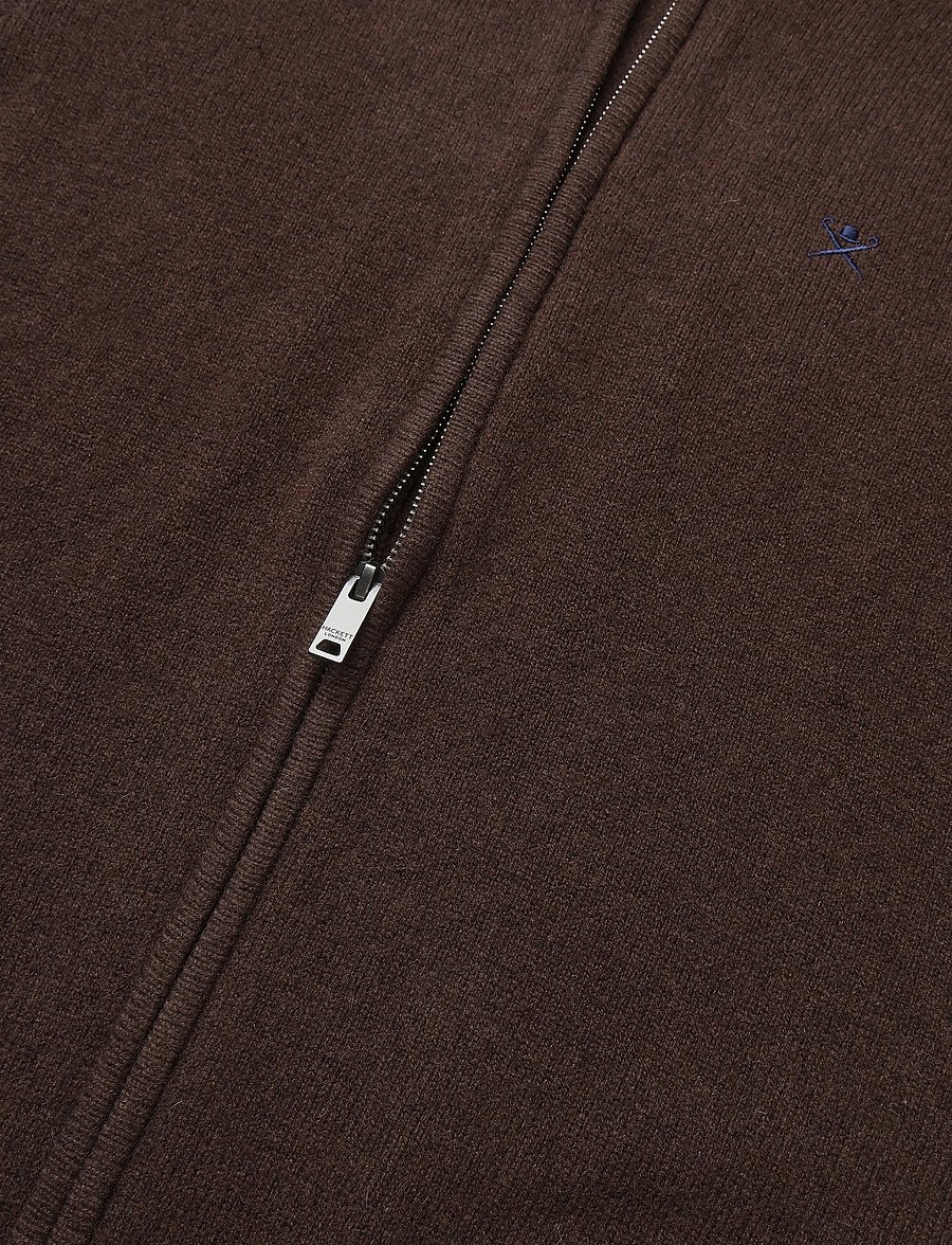 Hackett London - LAMBSWOOL FZIP - lukuga džemprid - ebony brown - 3