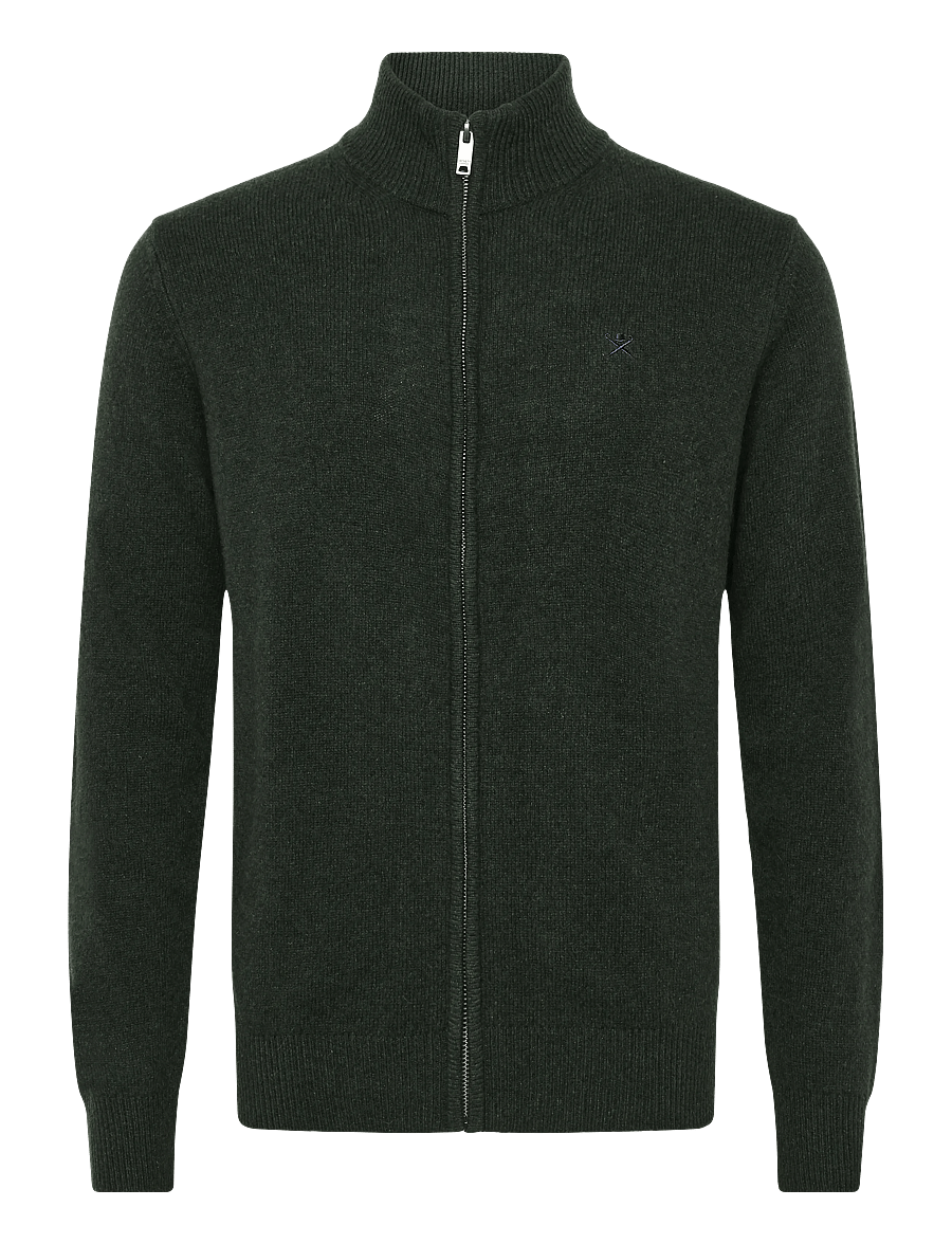 Hackett London - LAMBSWOOL FZIP - lukuga džemprid - hunter green - 0
