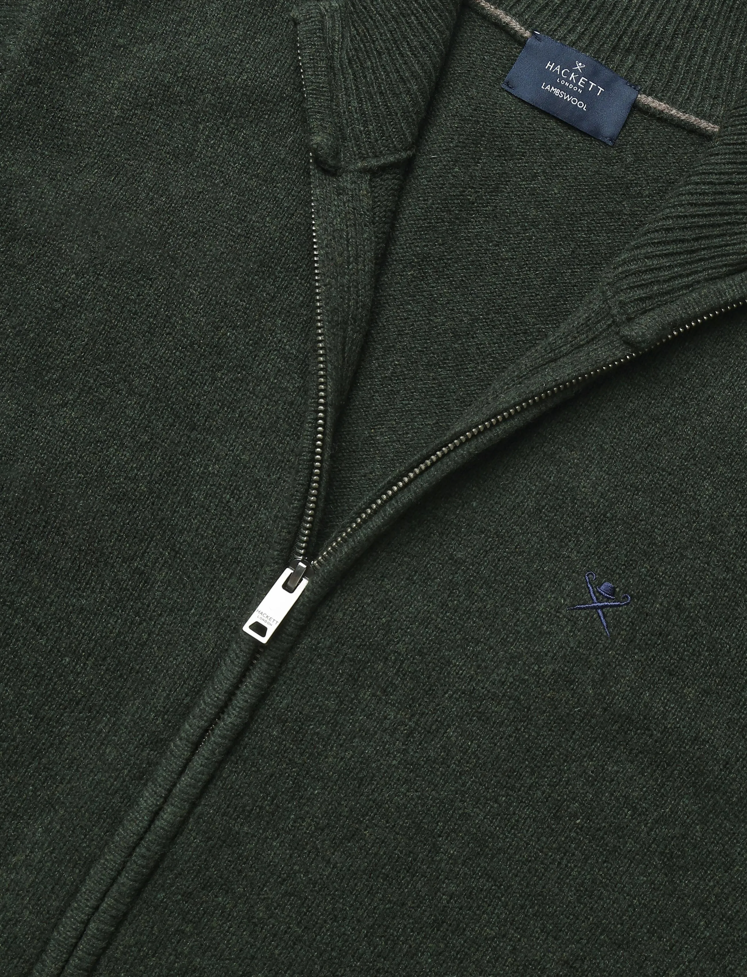 Hackett London - LAMBSWOOL FZIP - lukuga džemprid - hunter green - 2