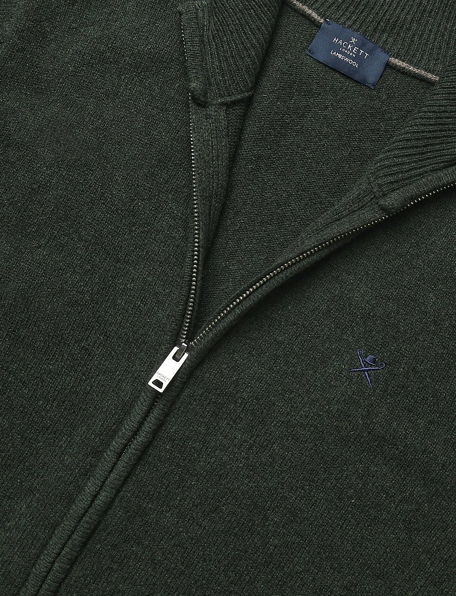 Hackett London - LAMBSWOOL FZIP - lukuga džemprid - hunter green - 2